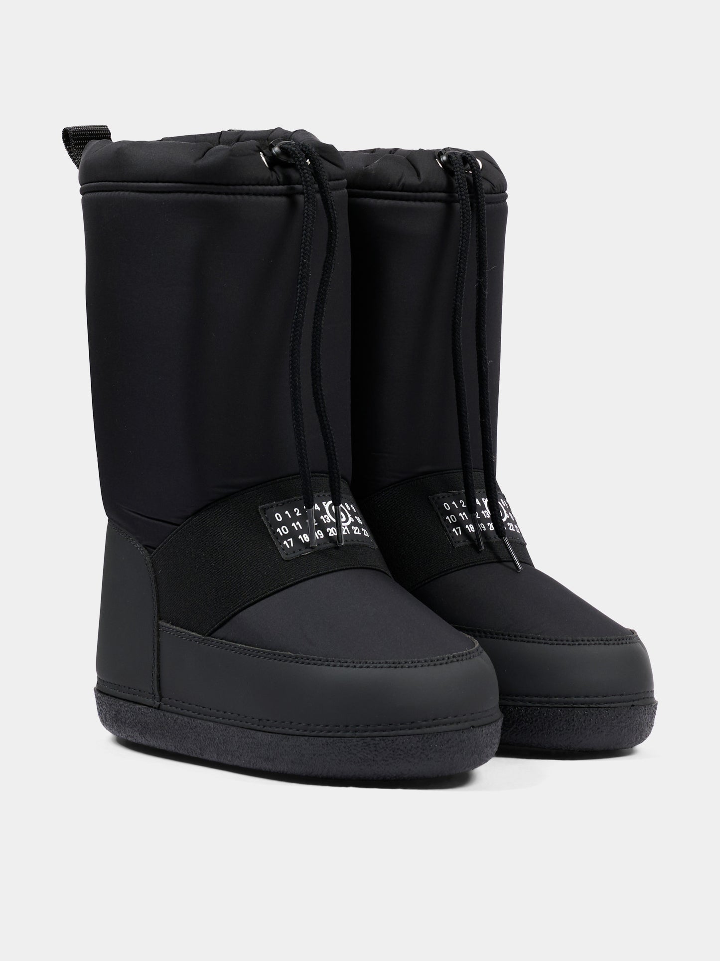 Stivali Neve neri per bambini con logo,Mm6 Maison Margiela,83950 VAR1