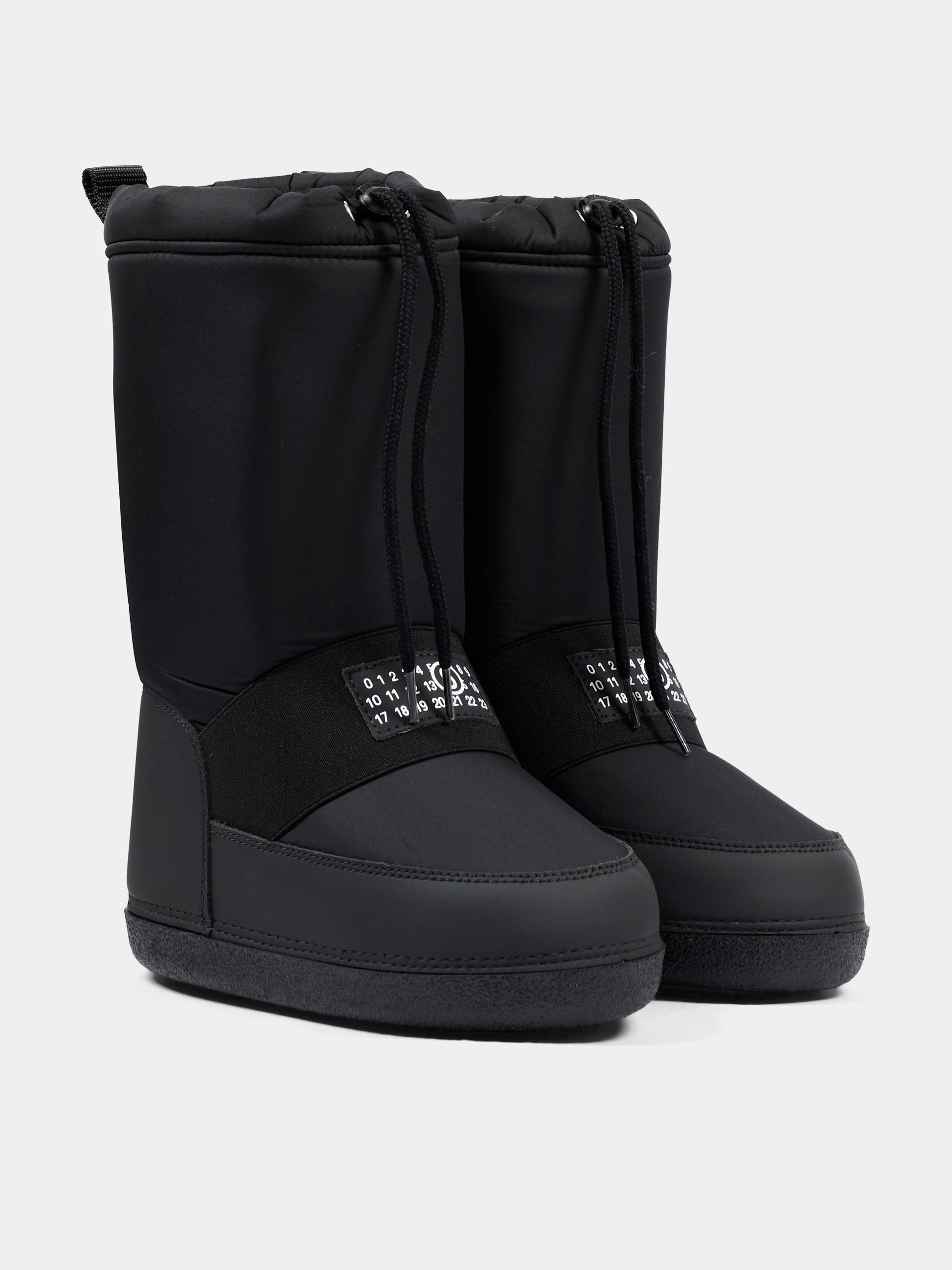 Stivali Neve neri per bambini con logo,Mm6 Maison Margiela,83950 VAR1
