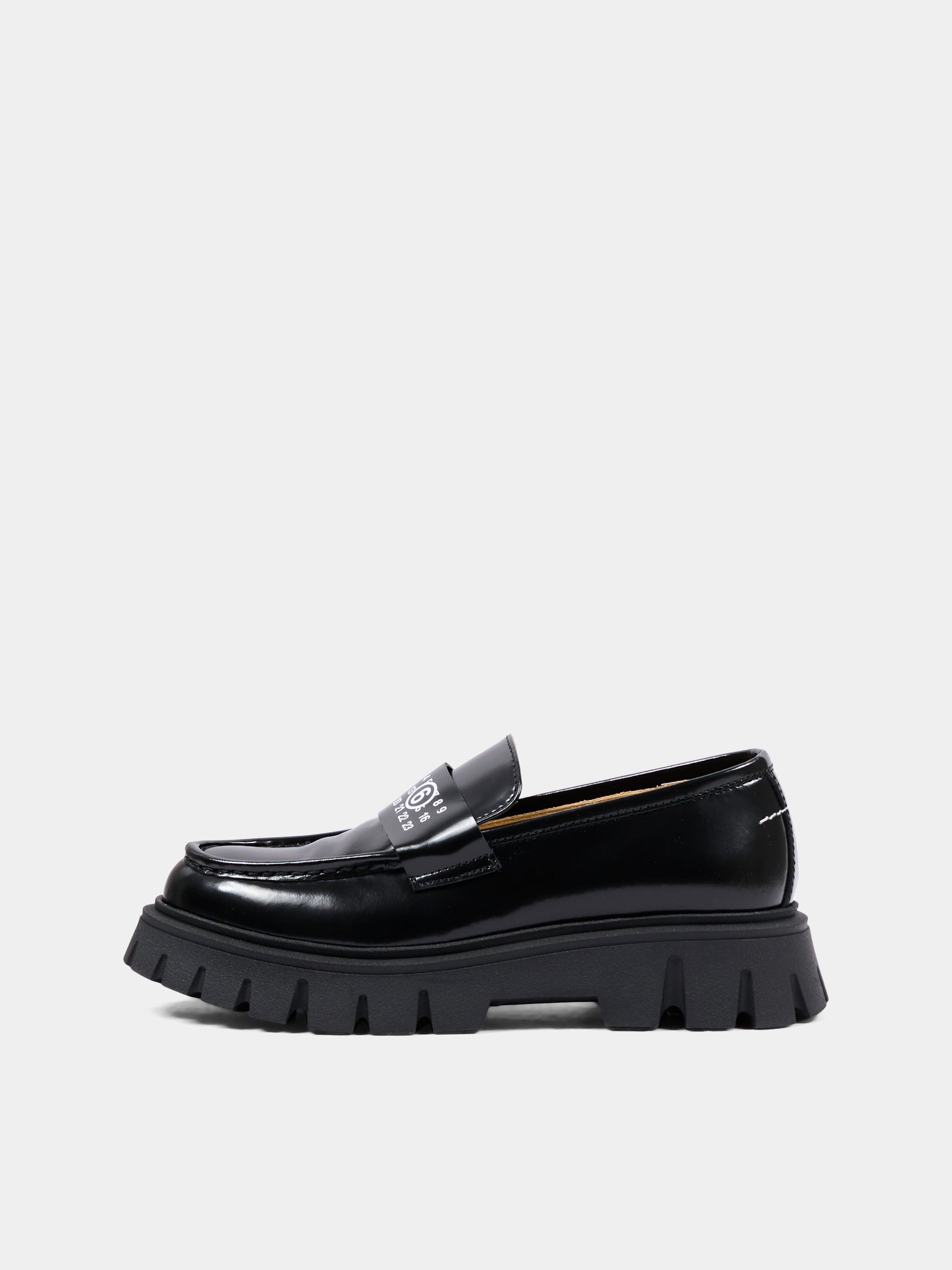 Mocassini neri per bambina con logo,Mm6 Maison Margiela,83935 VAR1