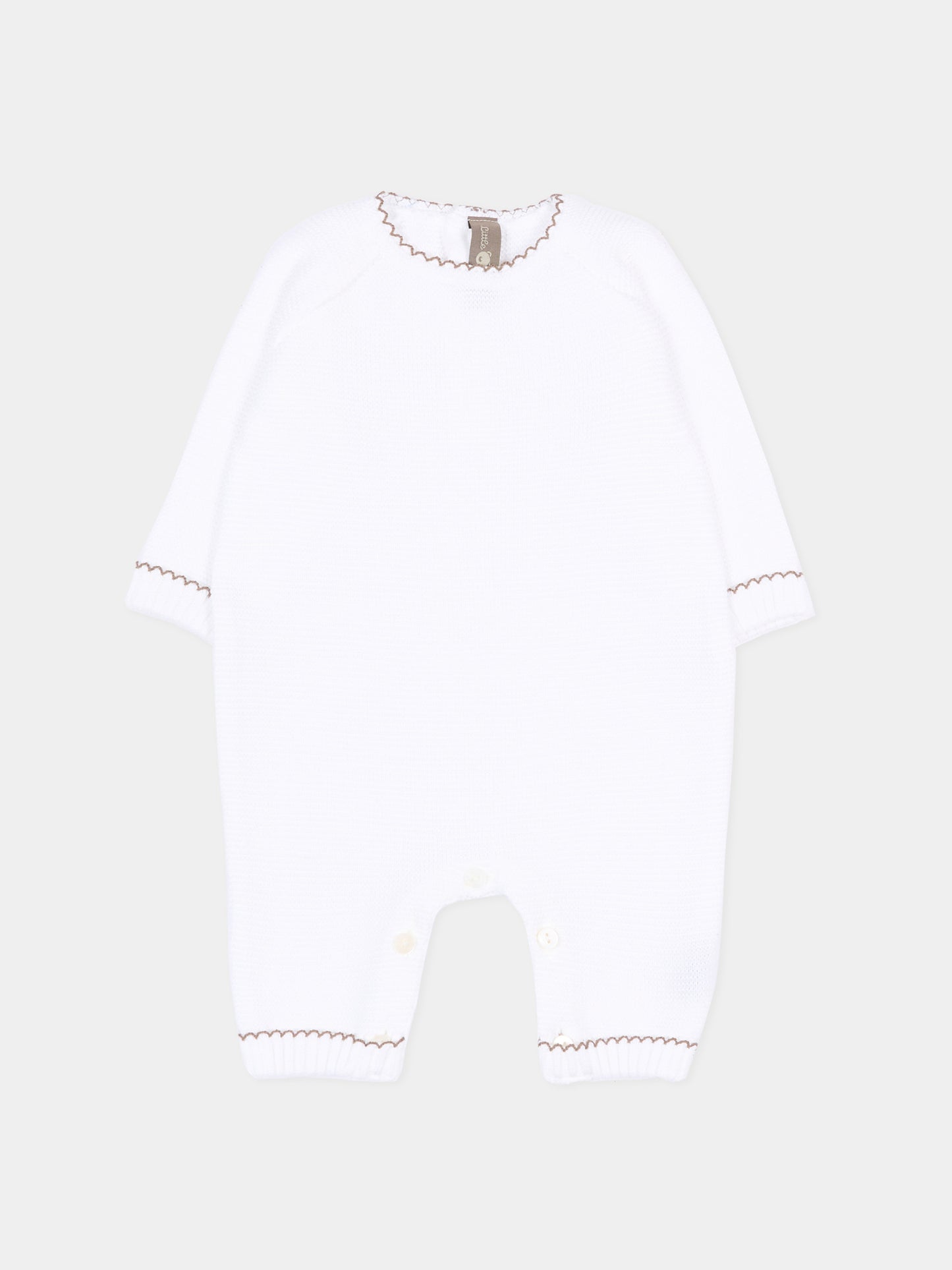 Tutina bianca per neonati in maglia,Little Bear,3103 BCO/CACAO