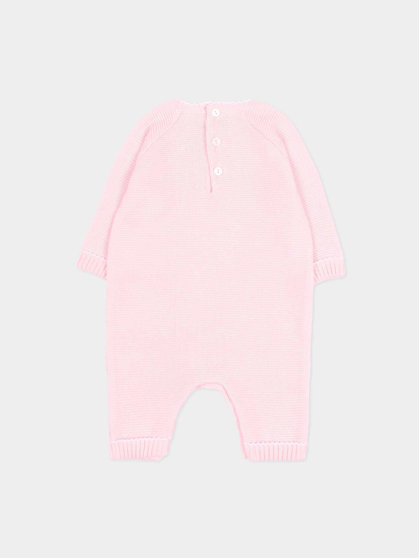 Tutina rosa per neonata in maglia,Little Bear,3103 ROSA M/BCO