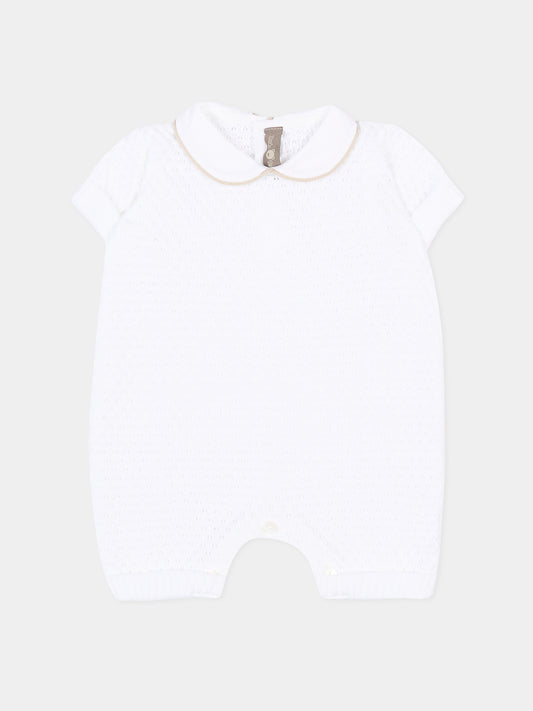 Pagliaccetto bianco per neonati traforato,Little Bear,3114 BIANCO/CORDA