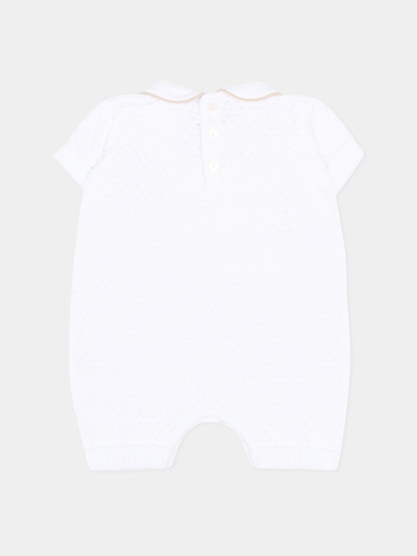 Pagliaccetto bianco per neonati traforato,Little Bear,3114 BIANCO/CORDA