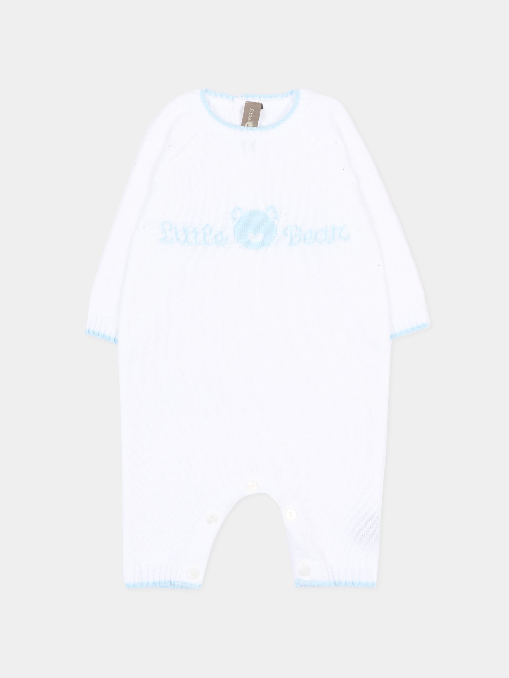 Tutina bianca per neonato con logo,Little Bear,3123 BCO/CIELO