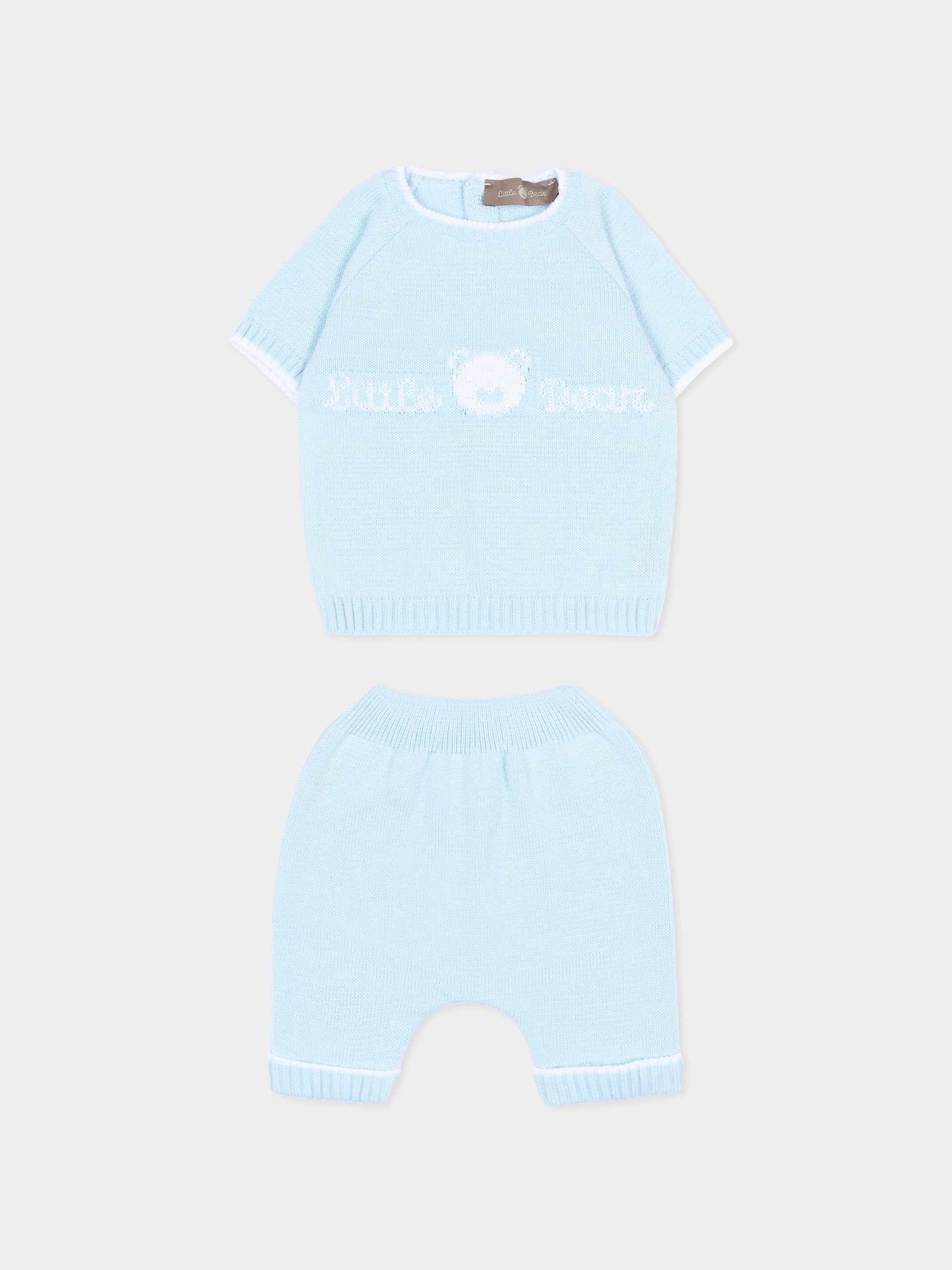 Completo nascita celeste per neonato con logo,Little Bear,3124 CIELO/BCO