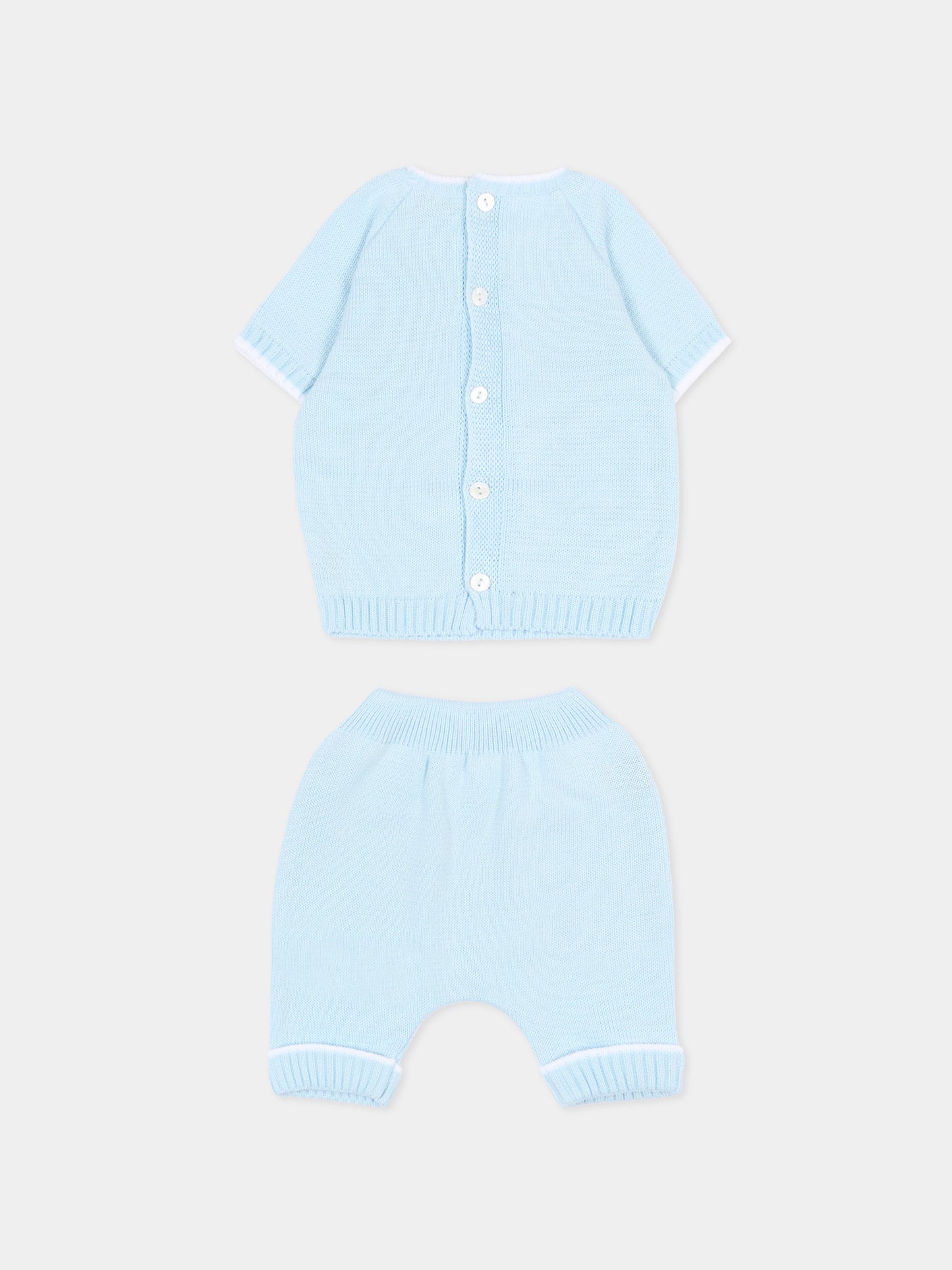 Completo nascita celeste per neonato con logo,Little Bear,3124 CIELO/BCO