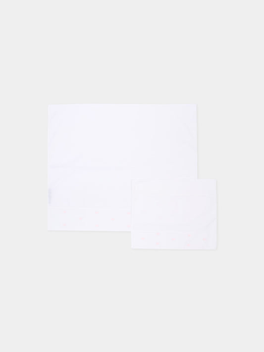 Lenzuola bianche per neonata con fiocchi,Little Bear,2041 BCO/ROSA