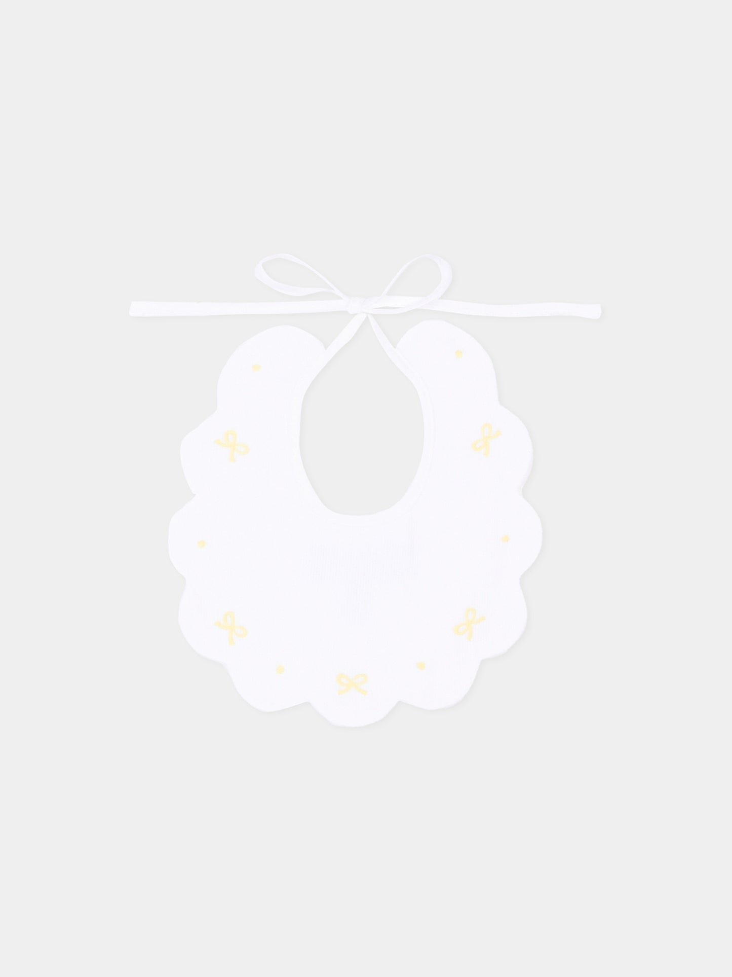 Bavaglino bianco per neonato con fiocchi,Little Bear,2043 BCO/GIALLO