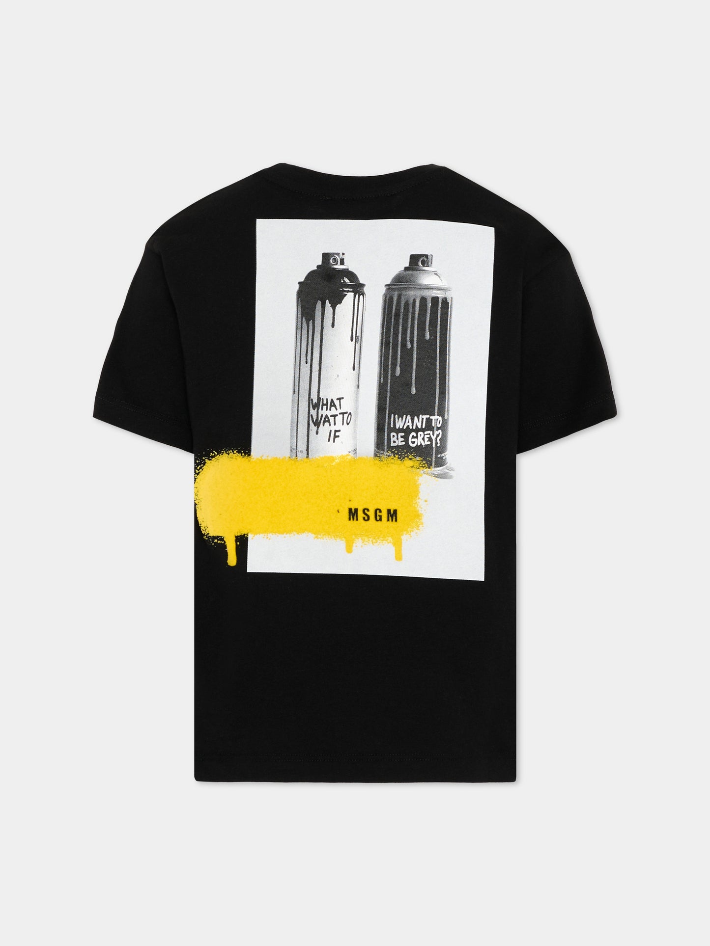 T-Shirt nera per bambino con logo,Msgm Kids,F6MSJBTH245 110