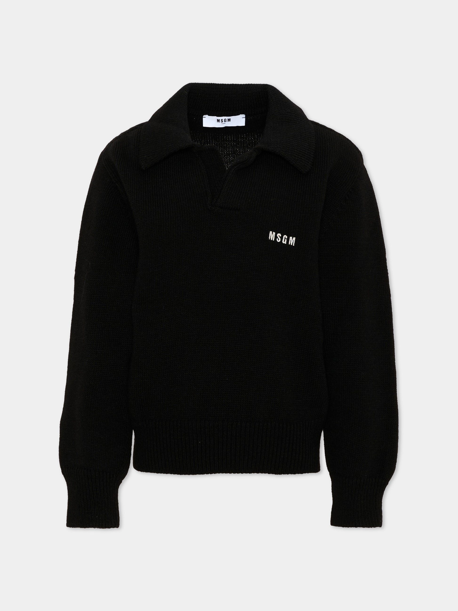 Maglione nero per bambini con logo,Msgm Kids,F6MSJUJP326 110