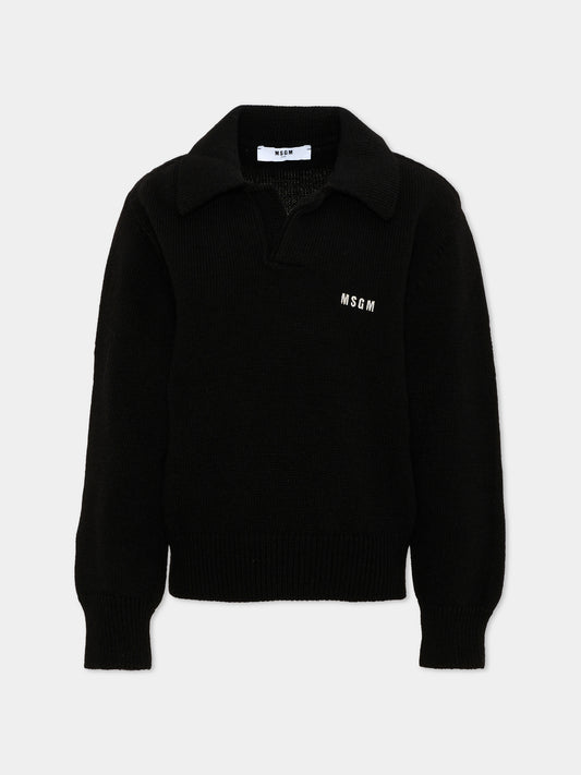 Maglione nero per bambini con logo,Msgm Kids,F6MSJUJP326 110