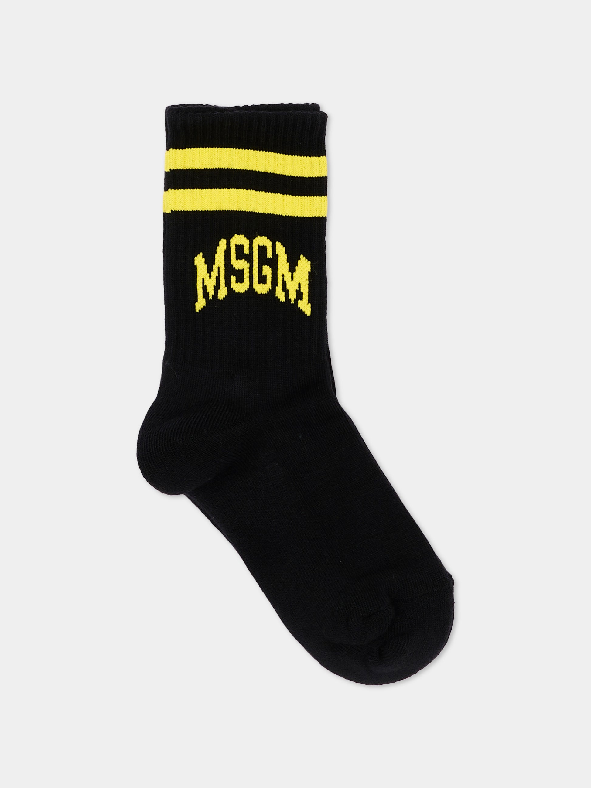 Calza spugna nera per bambini con logo,Msgm Kids,F6MSJUSO297 110