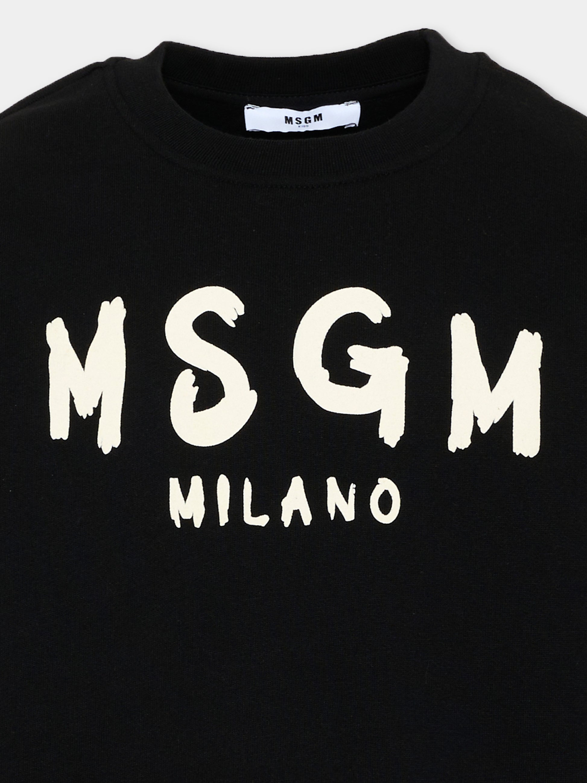 Felpa nera per bambini con logo,Msgm Kids,F6MSJUSW009 110