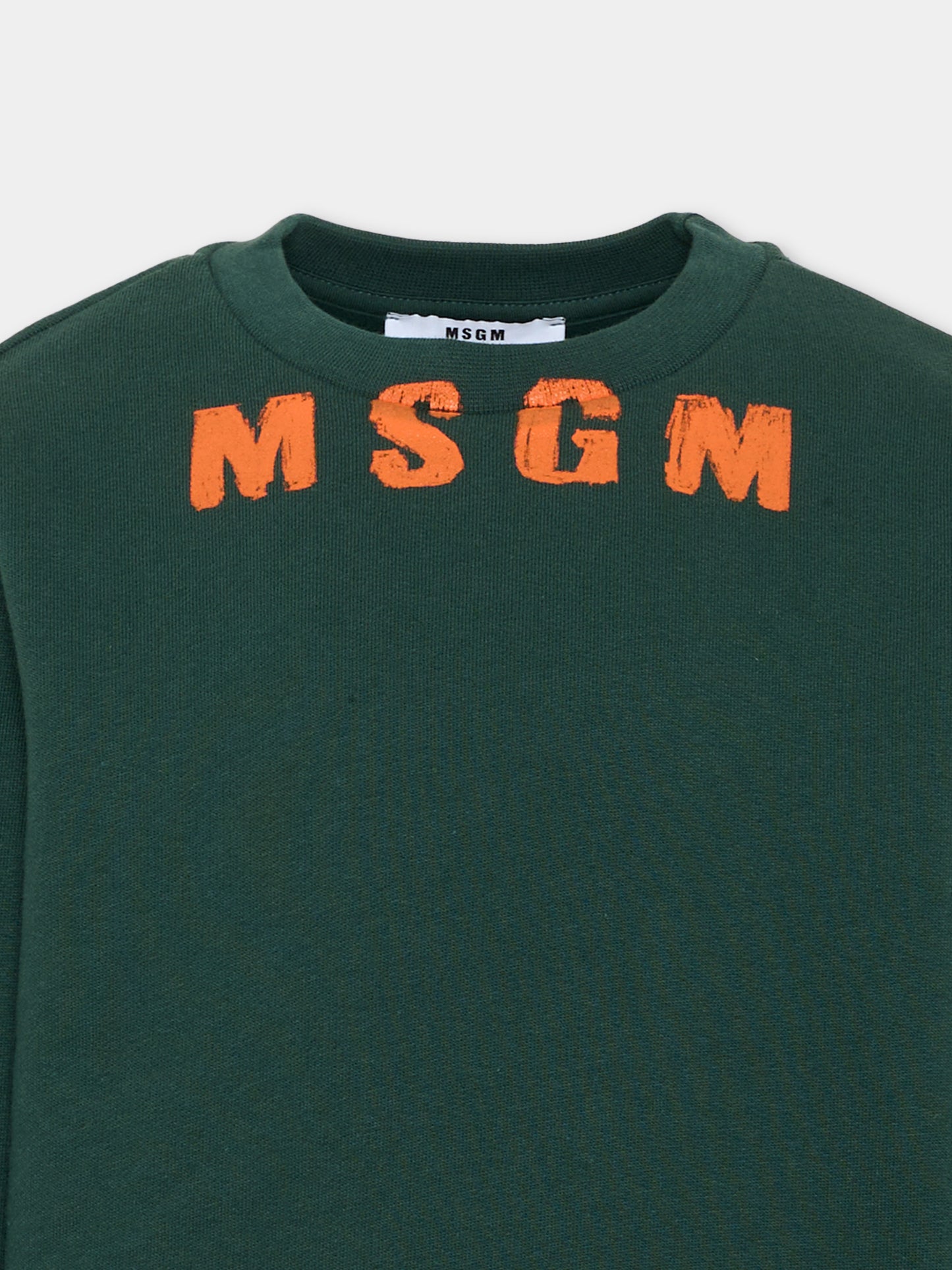 Felpa verde per bambino con logo,Msgm Kids,F6MSJUSW015 MS095
