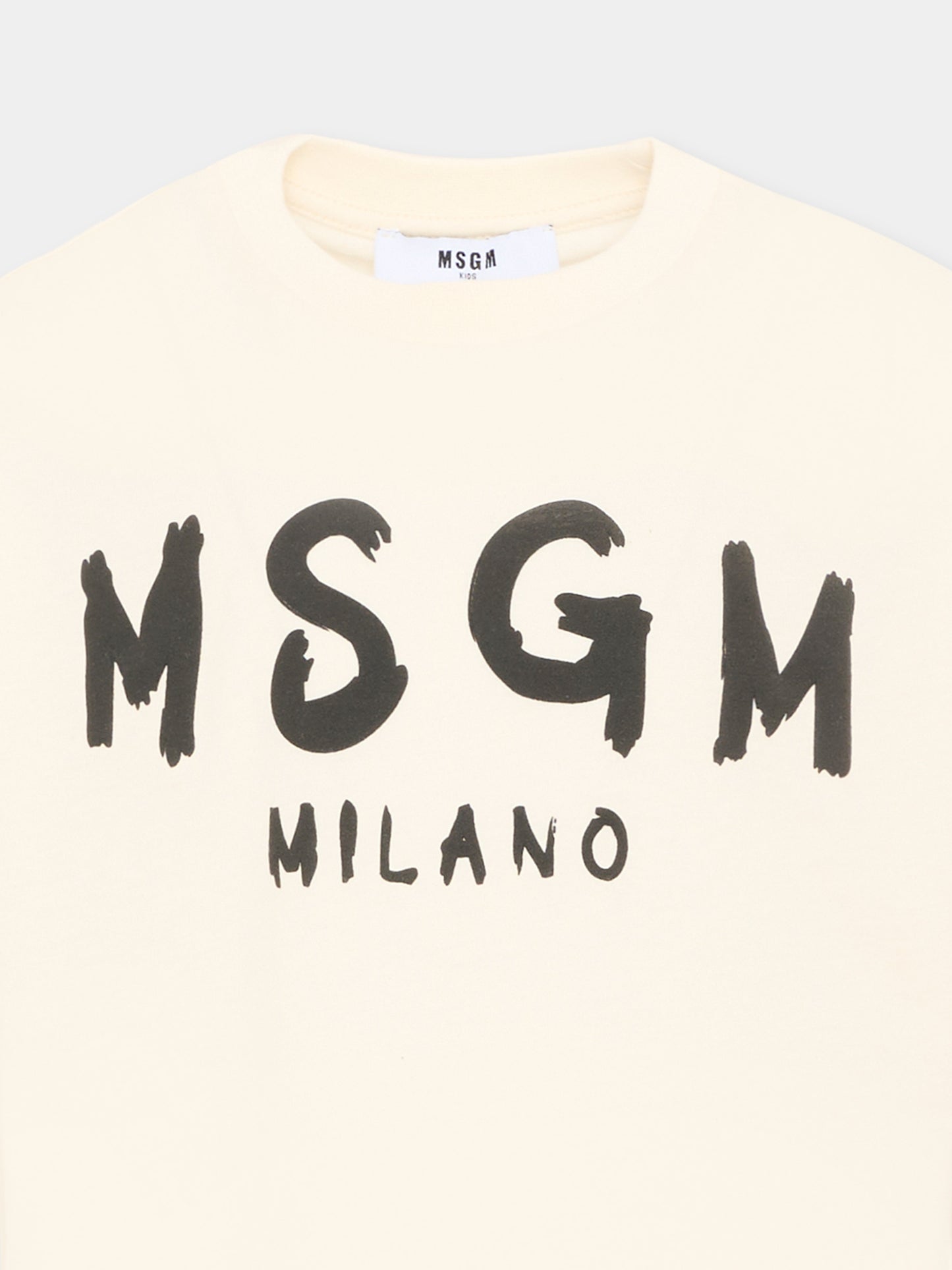 T-Shirt avorio per bambini con logo,Msgm Kids,F6MSJUTH010 013