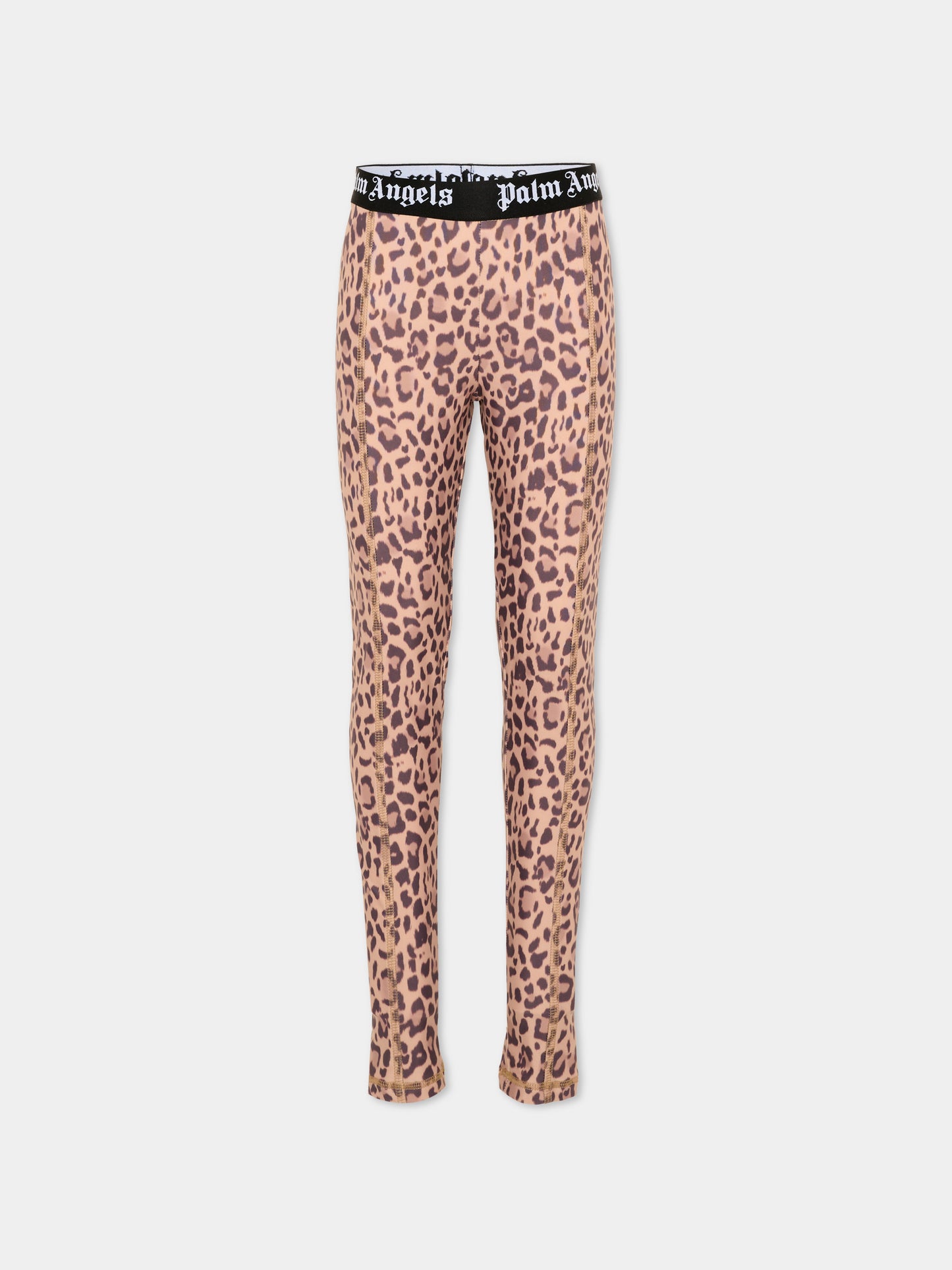 Leggings marroni per bambina logo,Palm Angels,F6PAJGLG126 220