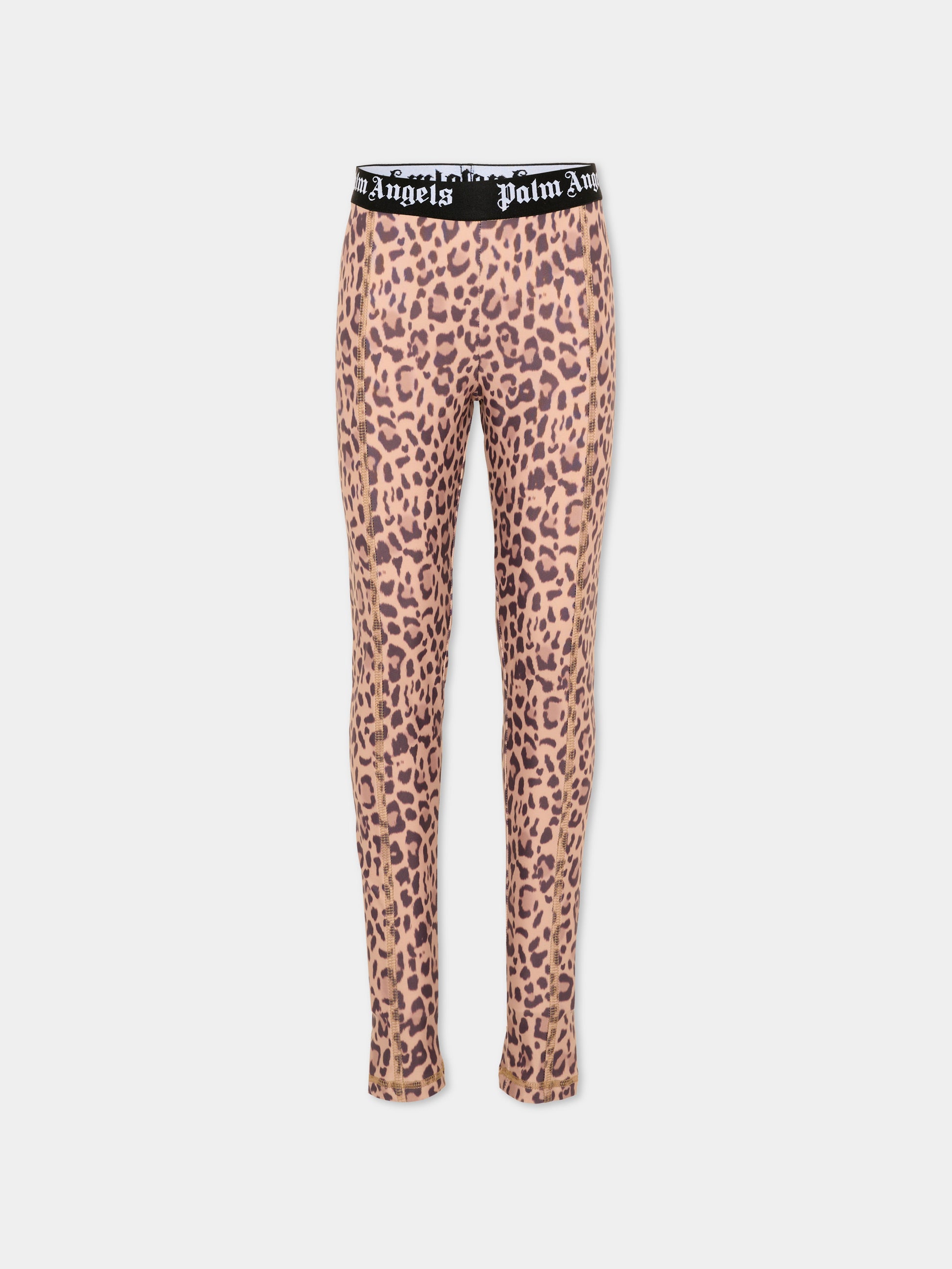 Leggings marroni per bambina logo,Palm Angels,F6PAJGLG126 220