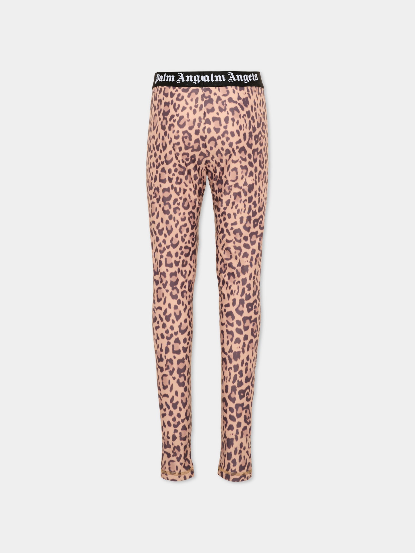 Leggings marroni per bambina logo,Palm Angels,F6PAJGLG126 220