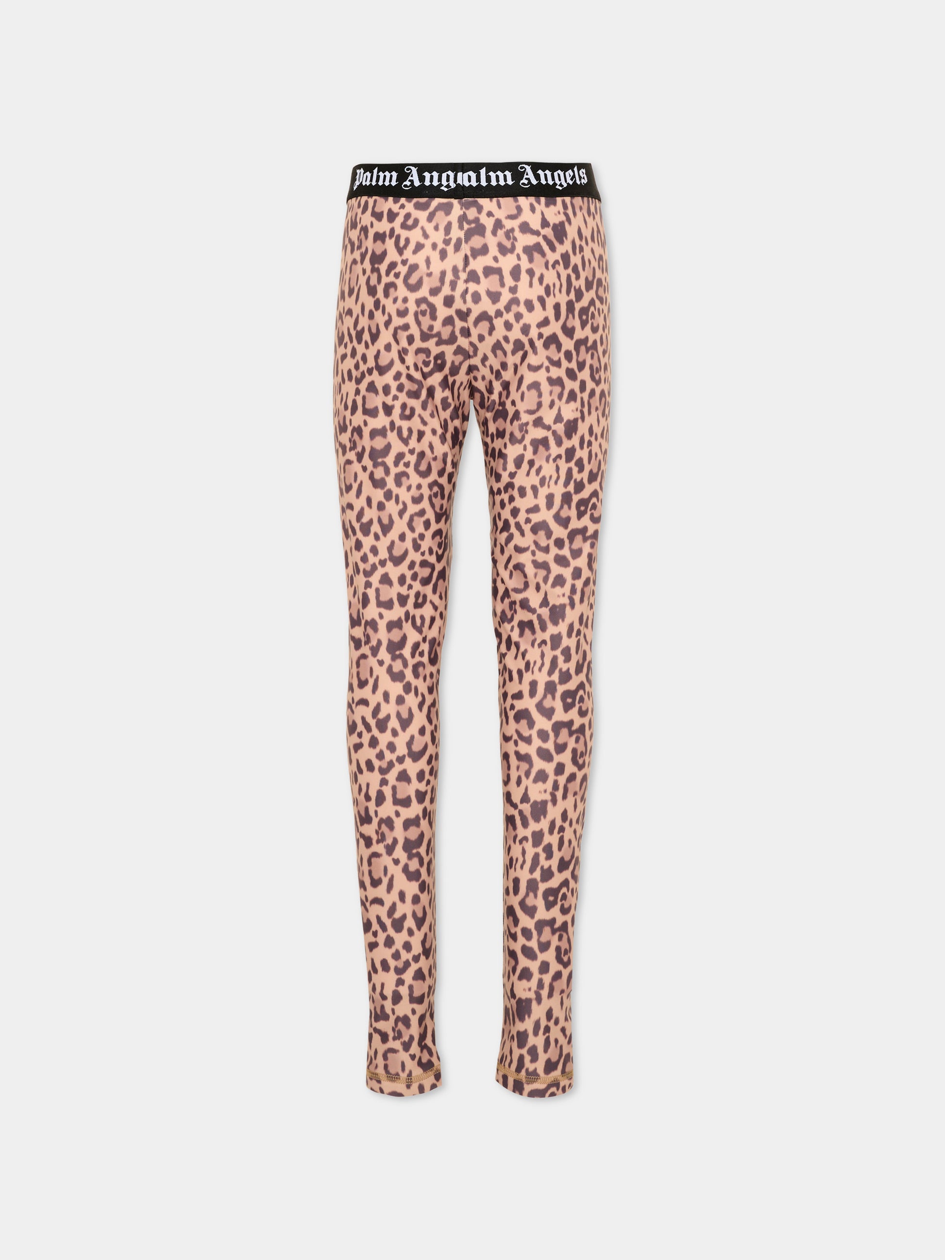 Leggings marroni per bambina logo,Palm Angels,F6PAJGLG126 220