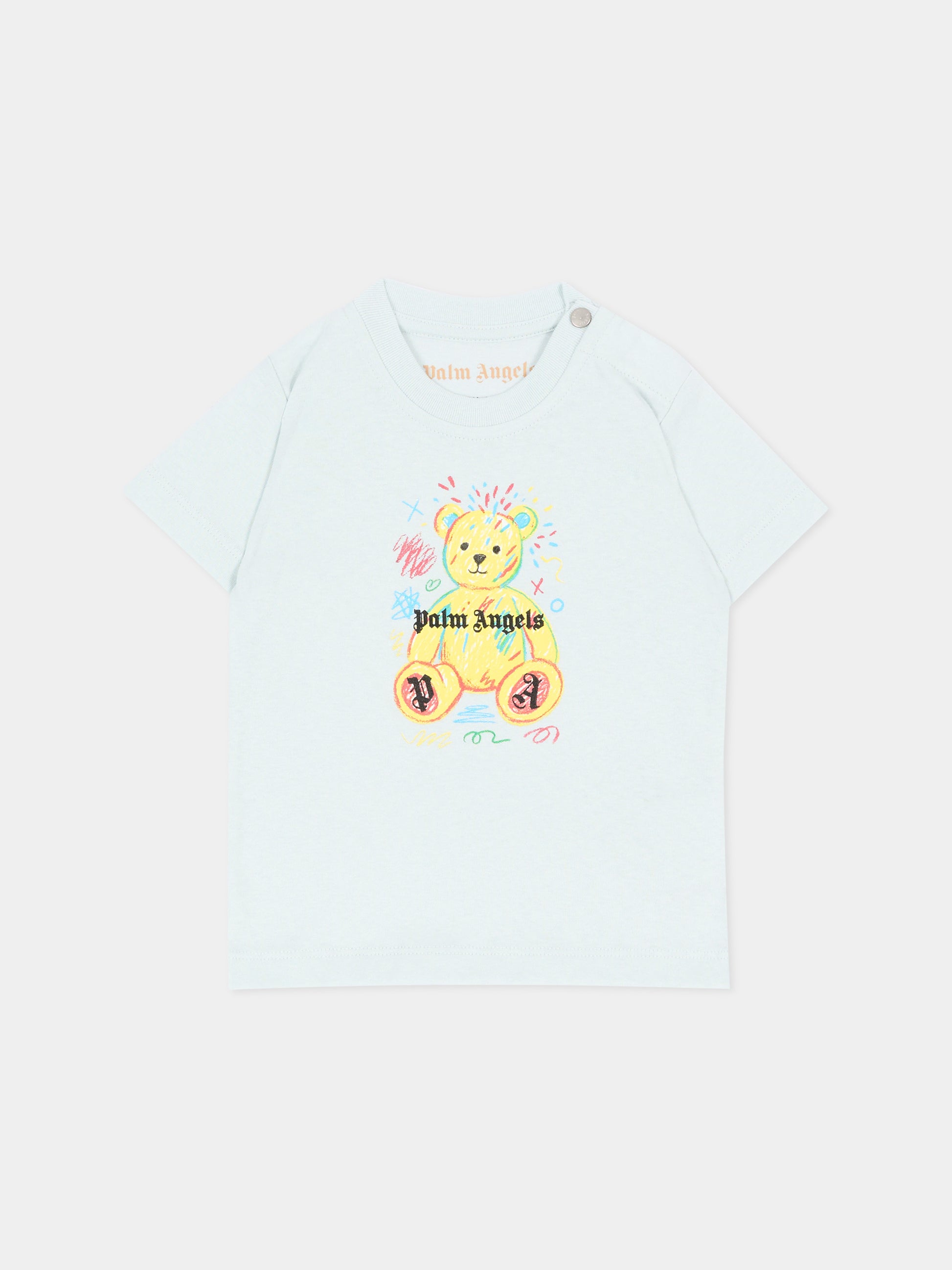 T-shirt celeste per neonato con Teddy Bear,Palm Angels,F6PANBTH196 960