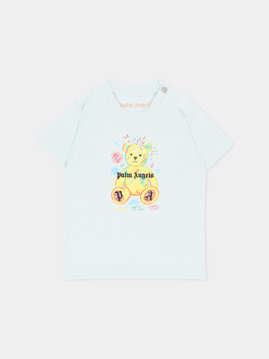 T-shirt celeste per neonato con Teddy Bear,Palm Angels,F6PANBTH196 960