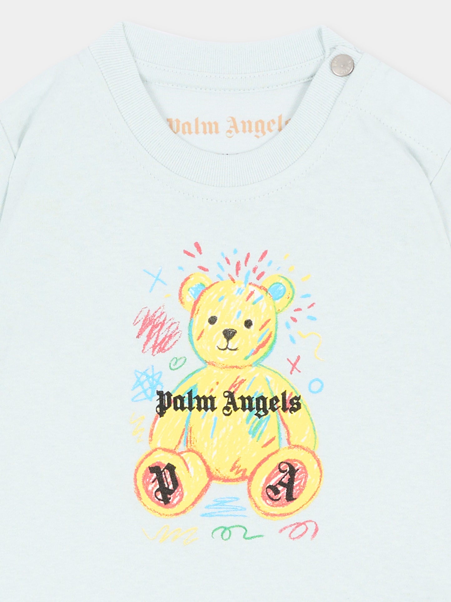 T-shirt celeste per neonato con Teddy Bear,Palm Angels,F6PANBTH196 960