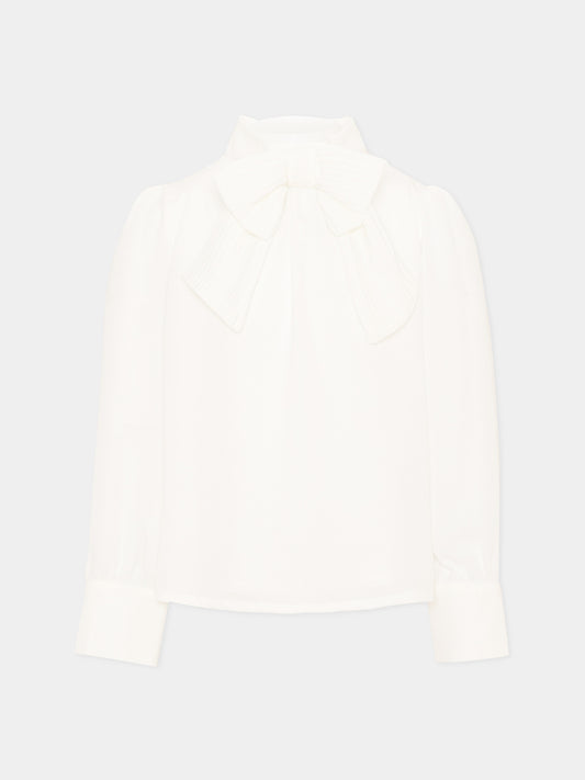 Camicia avorio per bambina con fiocco,Patachou,PAP 47 BL4333475 060