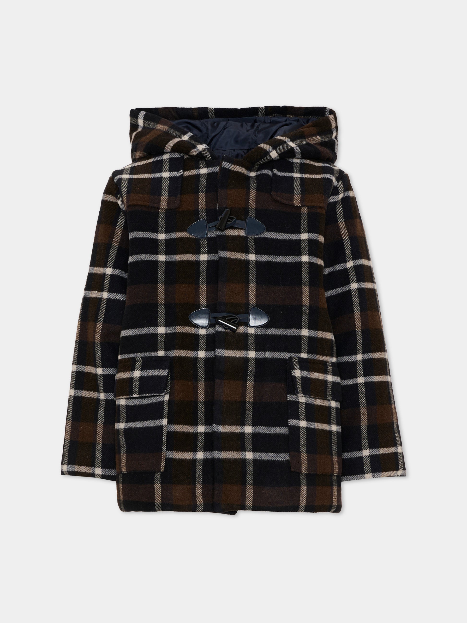 Cappotto blu per bambino a quadri,Patachou,PAP 47 CA4333321 N0024