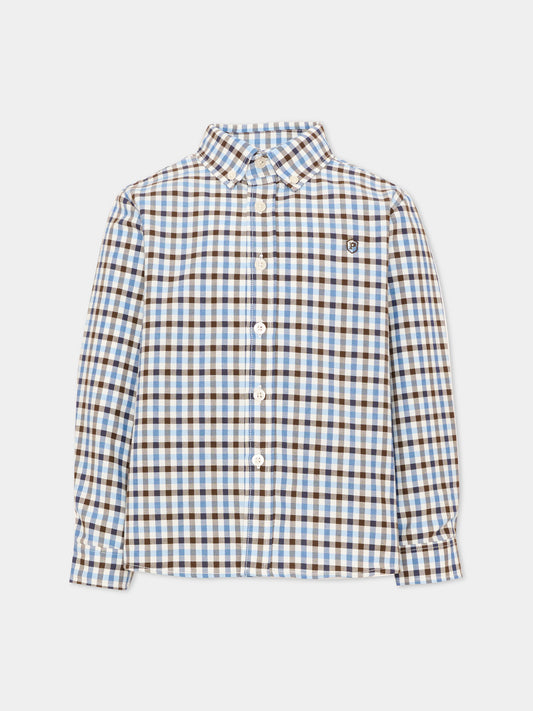 Camicia a manica lunga blu a quadri,Patachou,PAP 47 CM4333326 B0075