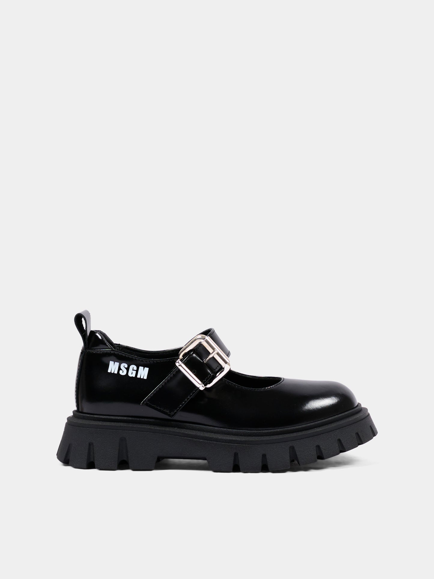 Mocassini nero per bambina con logo,Msgm Kids,84001 - VAR1