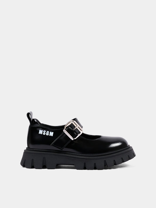 Mocassini nero per bambina con logo,Msgm Kids,84001 - VAR1