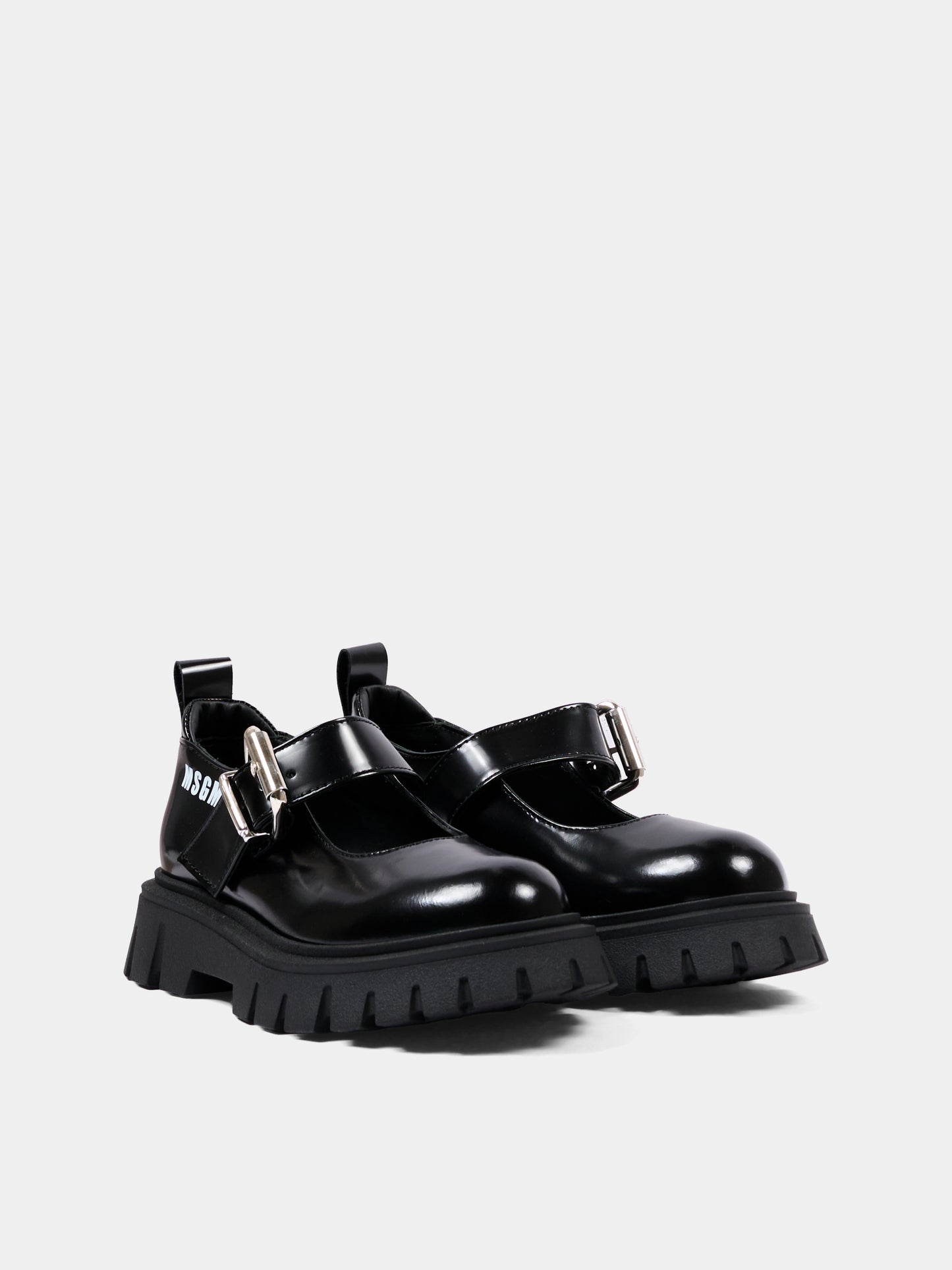 Mocassini nero per bambina con logo,Msgm Kids,84001 - VAR1