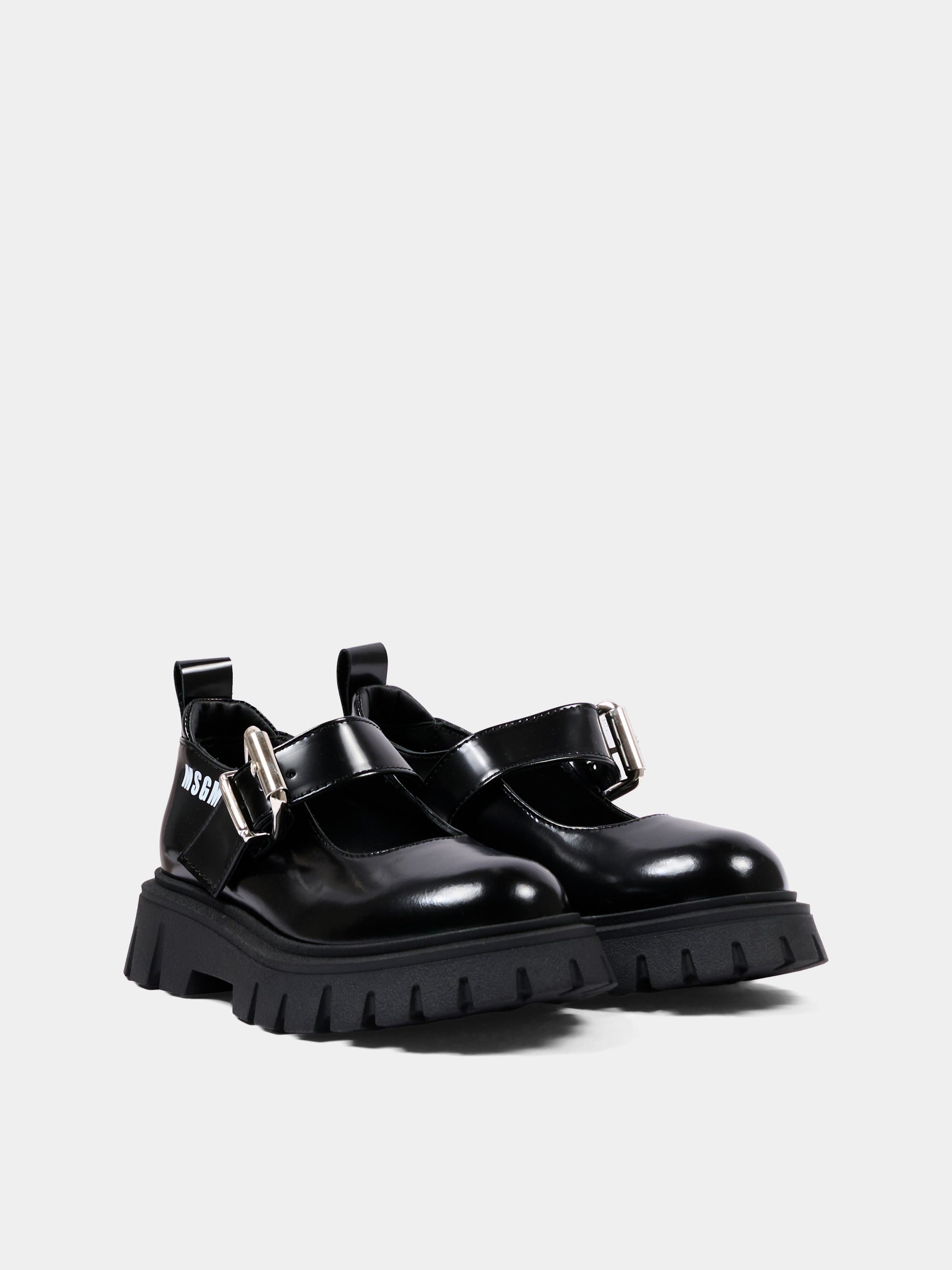 Mocassini nero per bambina con logo,Msgm Kids,84001 - VAR1