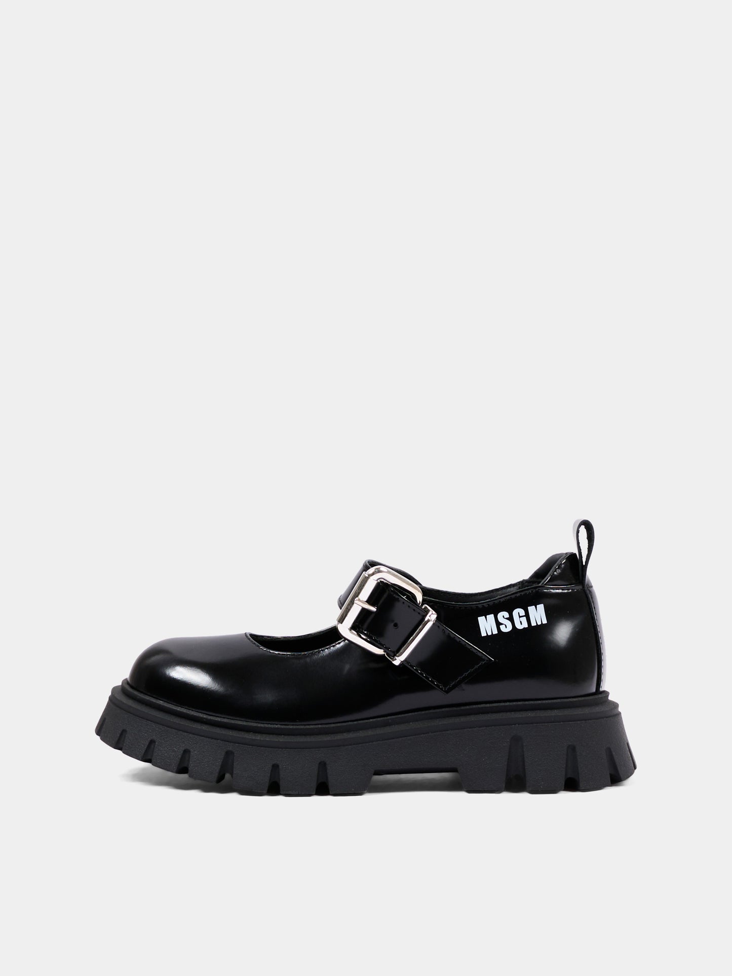 Mocassini nero per bambina con logo,Msgm Kids,84001 - VAR1
