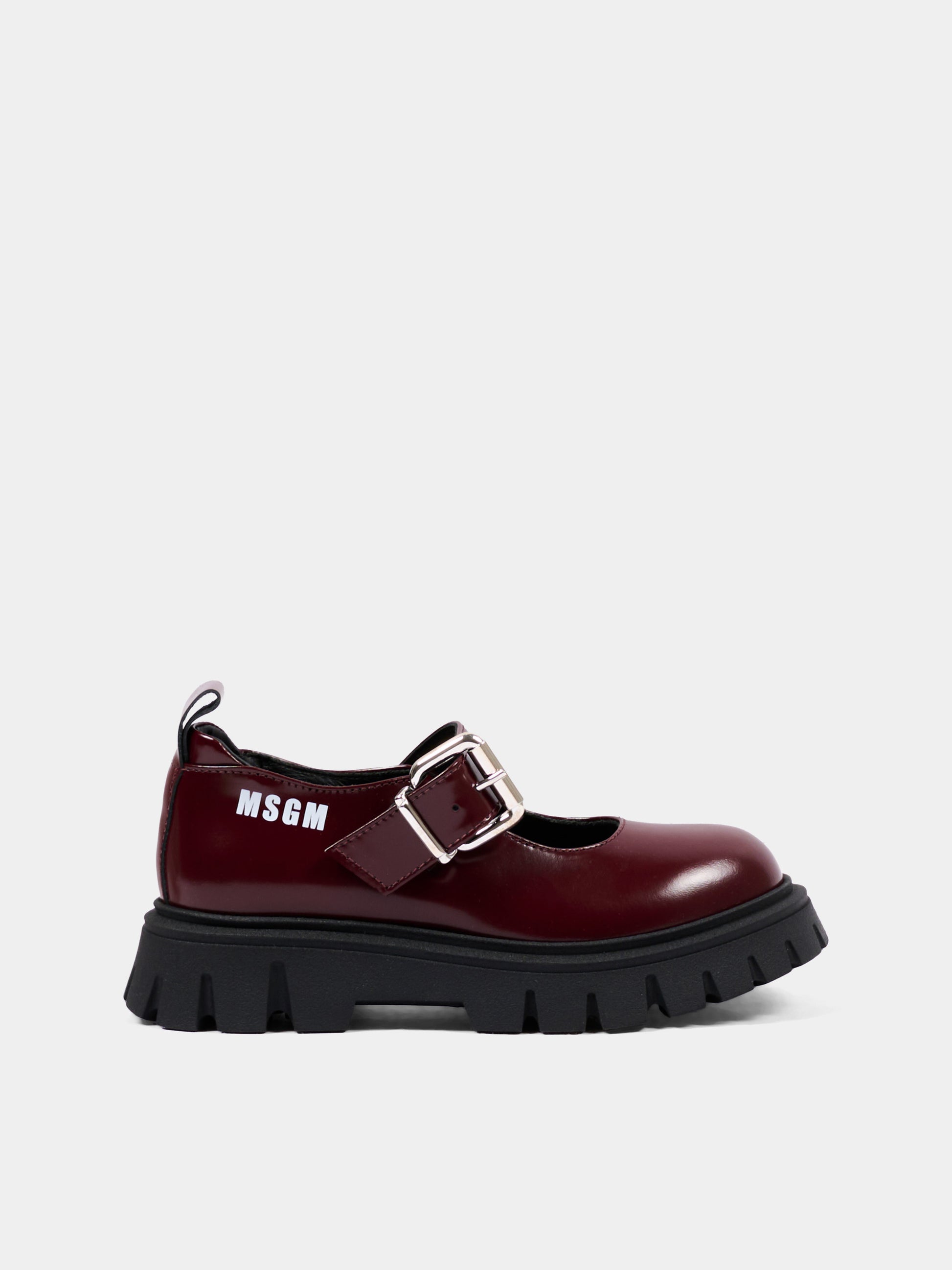 Mocassino bordeaux per bambina con logo,Msgm Kids,84001 - VAR3
