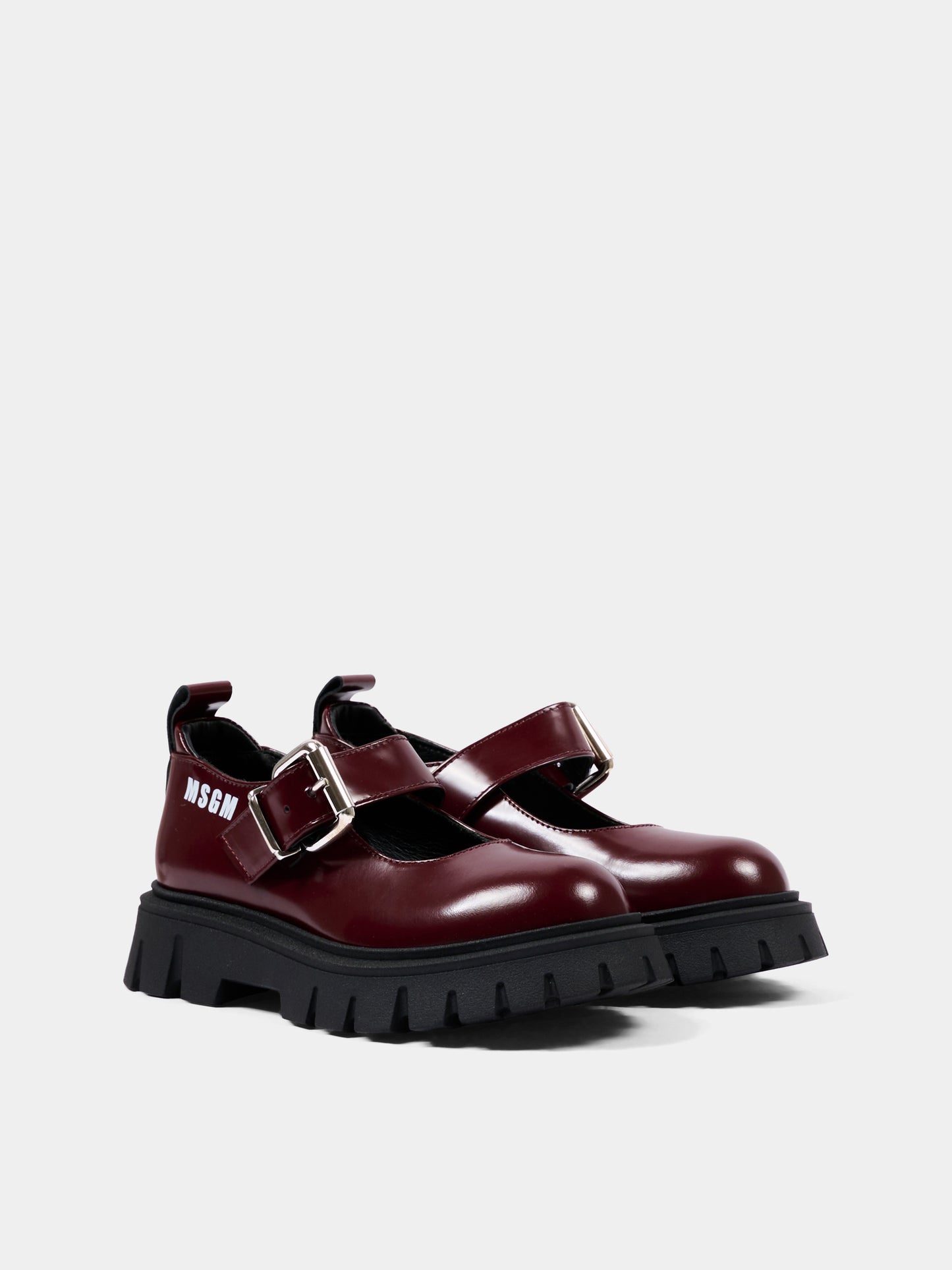 Mocassino bordeaux per bambina con logo,Msgm Kids,84001 - VAR3