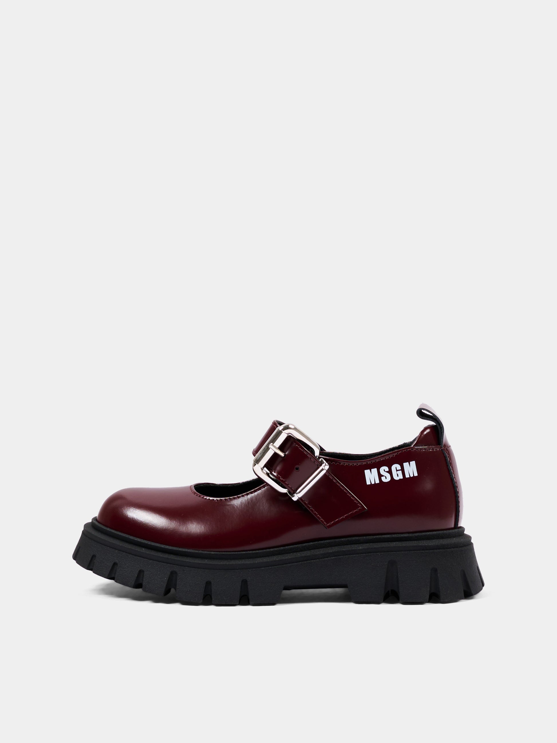 Mocassino bordeaux per bambina con logo,Msgm Kids,84001 - VAR3