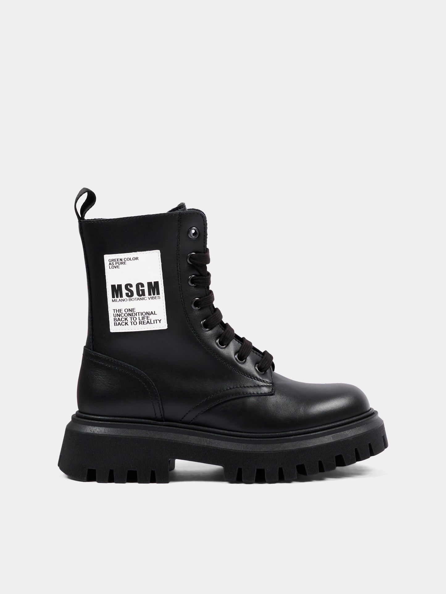 Anfibi neri per bambina con logo,Msgm Kids,84012 - VAR1