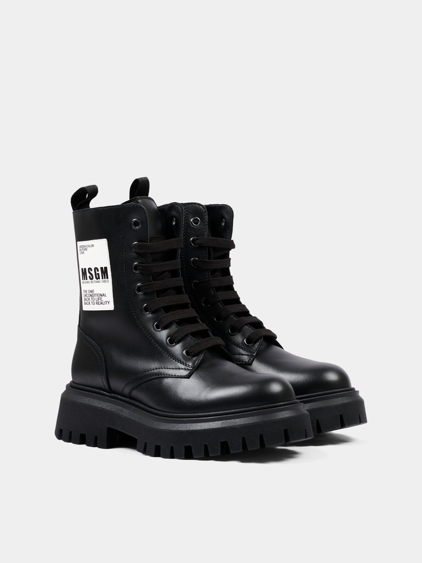 Anfibi neri per bambina con logo,Msgm Kids,84012 - VAR1