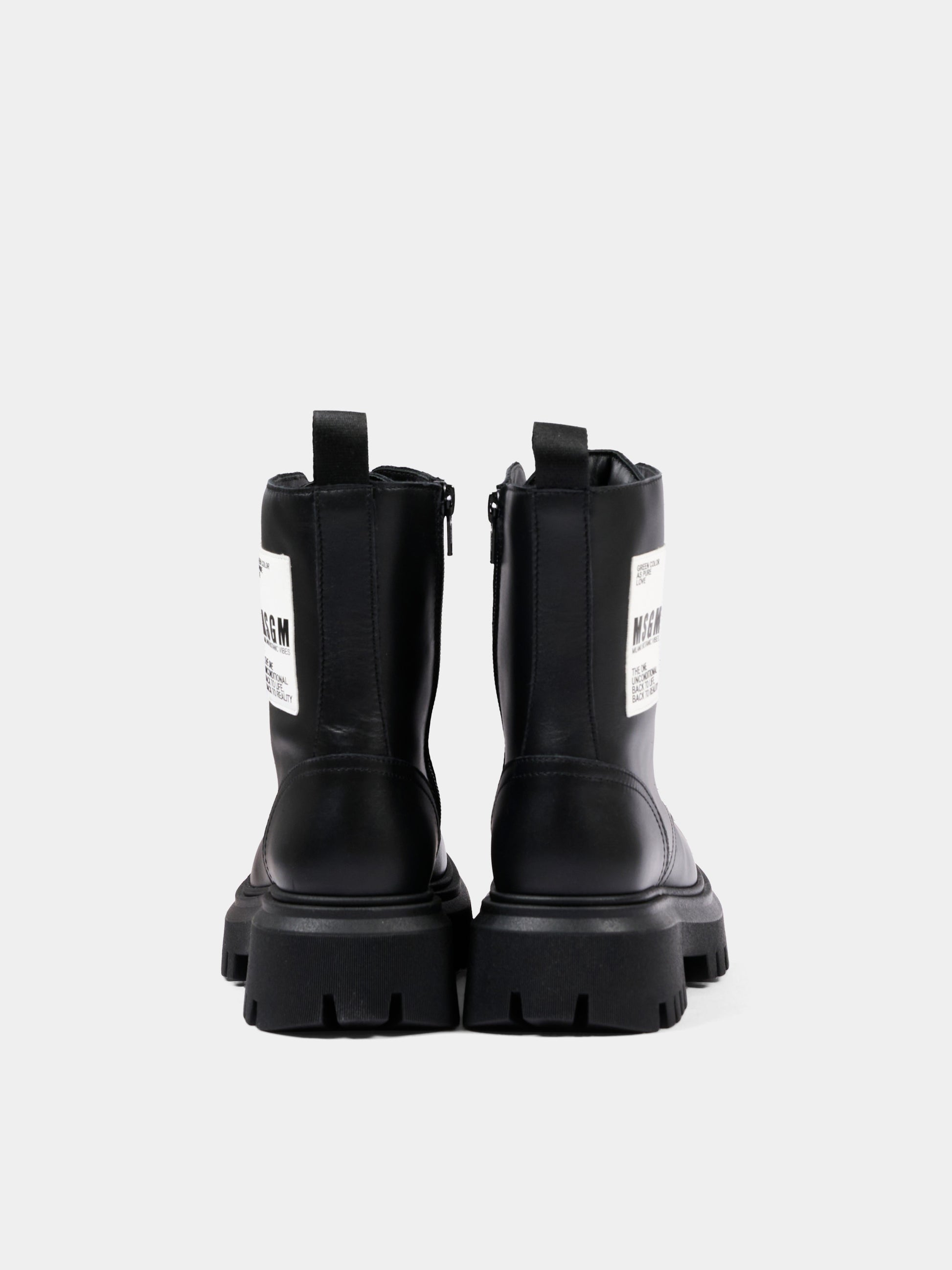 Anfibi neri per bambina con logo,Msgm Kids,84012 - VAR1