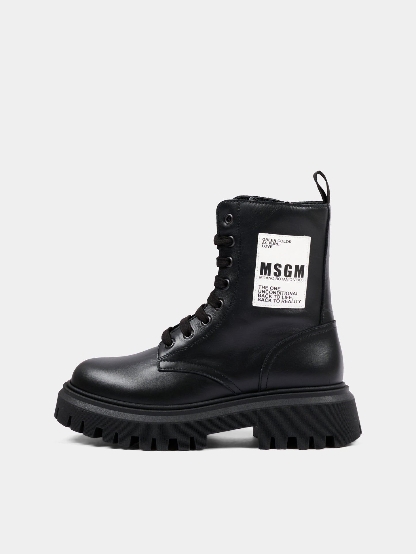 Anfibi neri per bambina con logo,Msgm Kids,84012 - VAR1