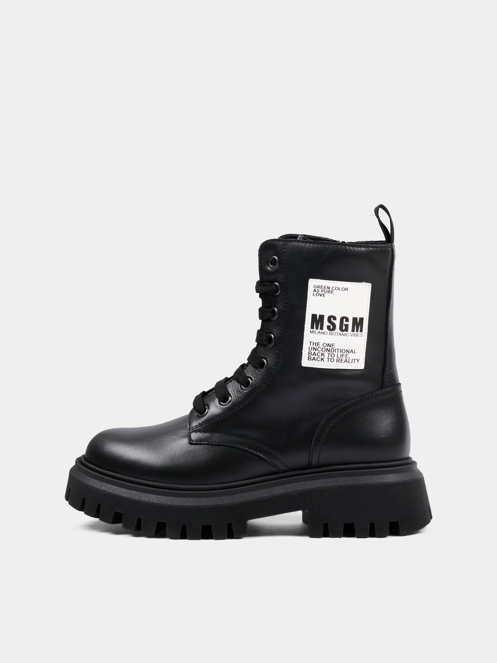 Anfibi neri per bambina con logo,Msgm Kids,84012 - VAR1