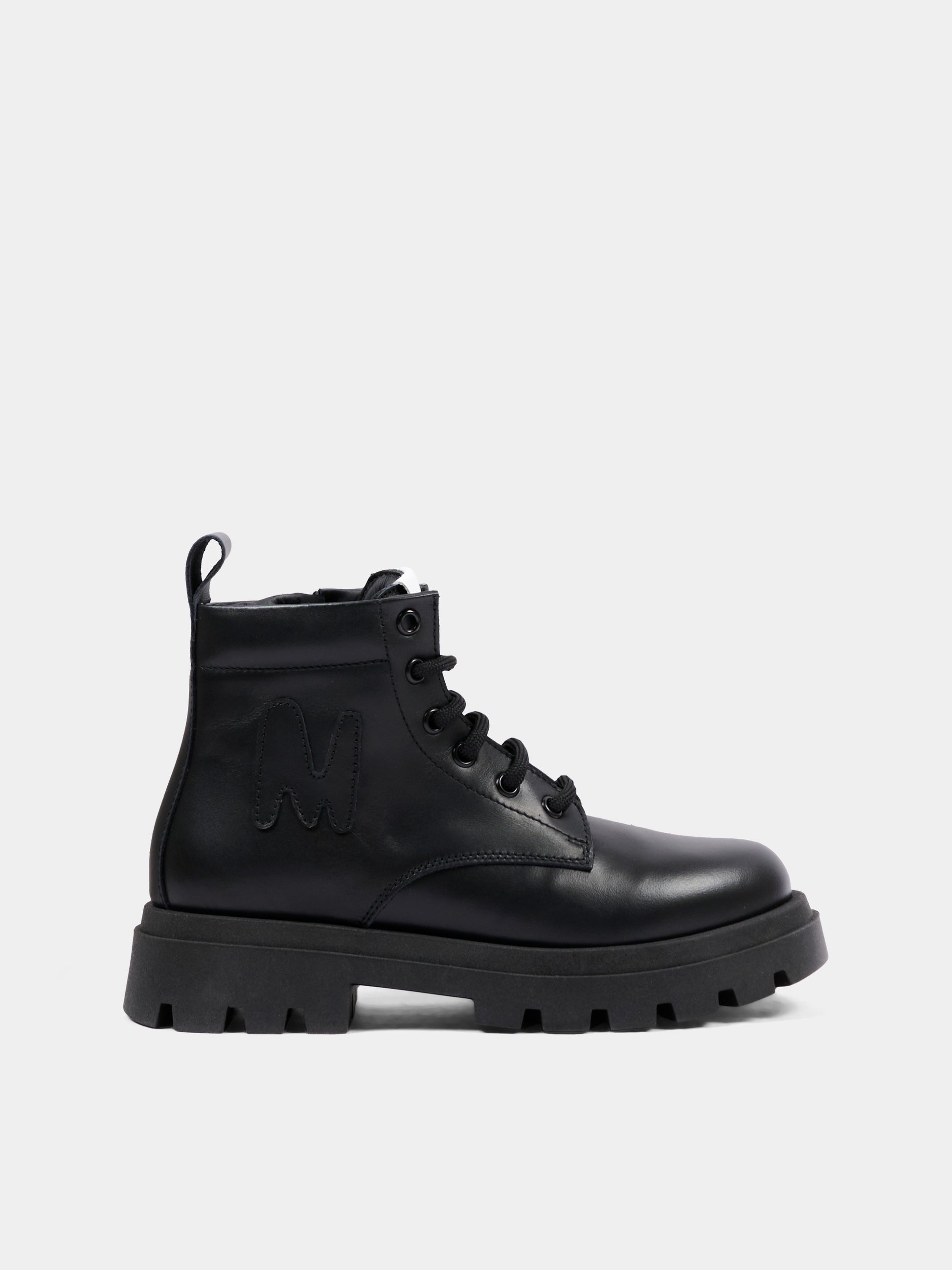 Anfibi nero per bambini con logo,Msgm Kids,84022 - VAR3