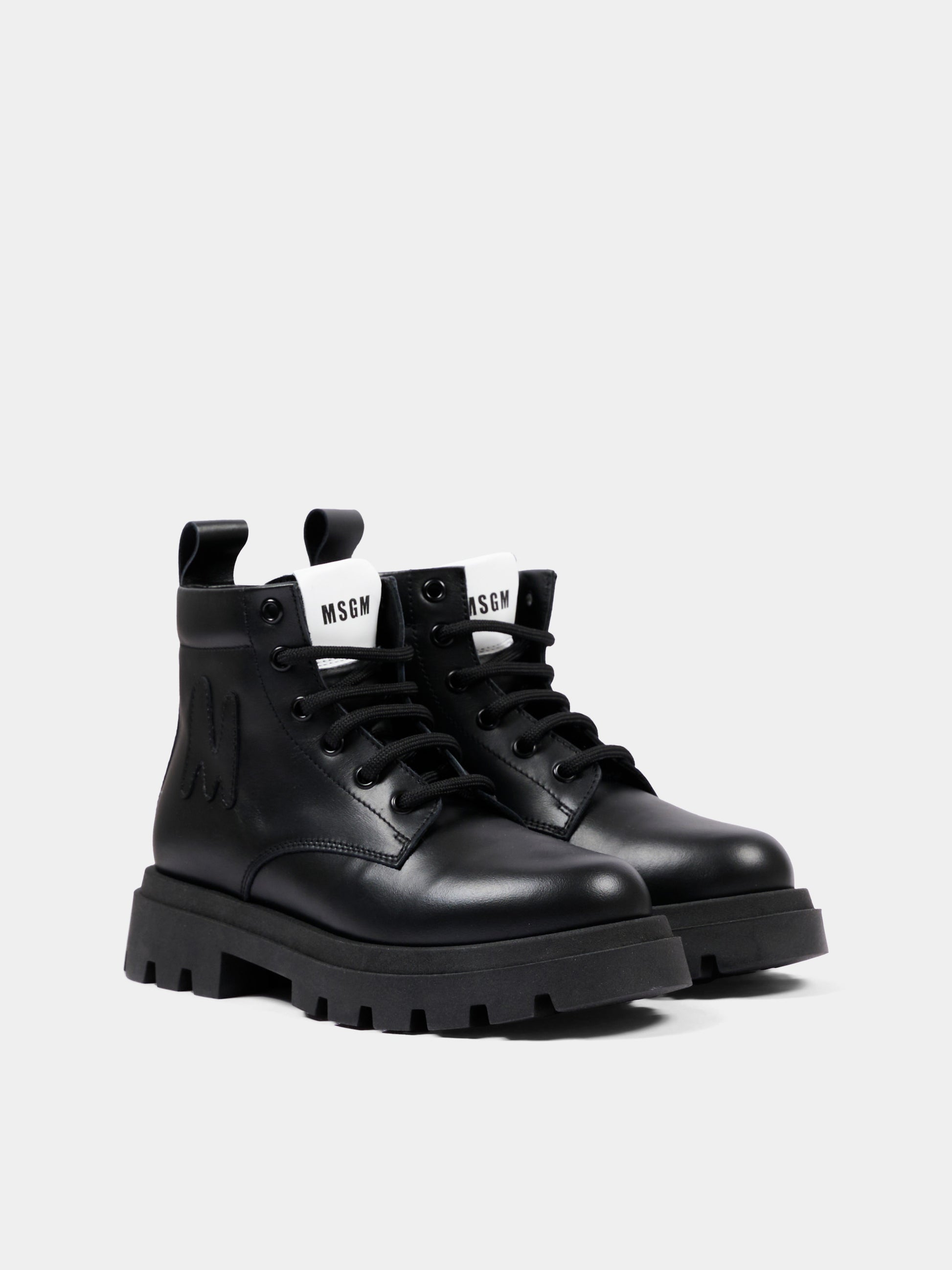 Anfibi nero per bambini con logo,Msgm Kids,84022 - VAR3