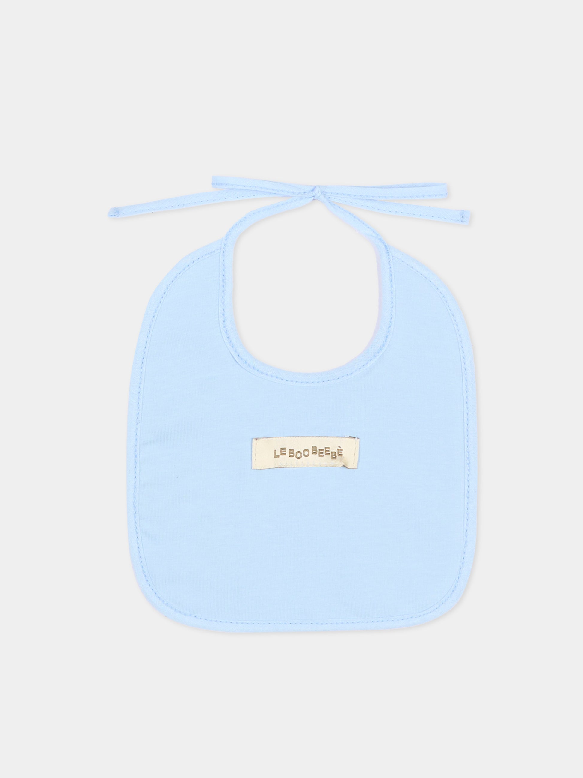 Bavaglino celeste per neonato con ricami,Le Boo Beebè,CBB023 T351 40