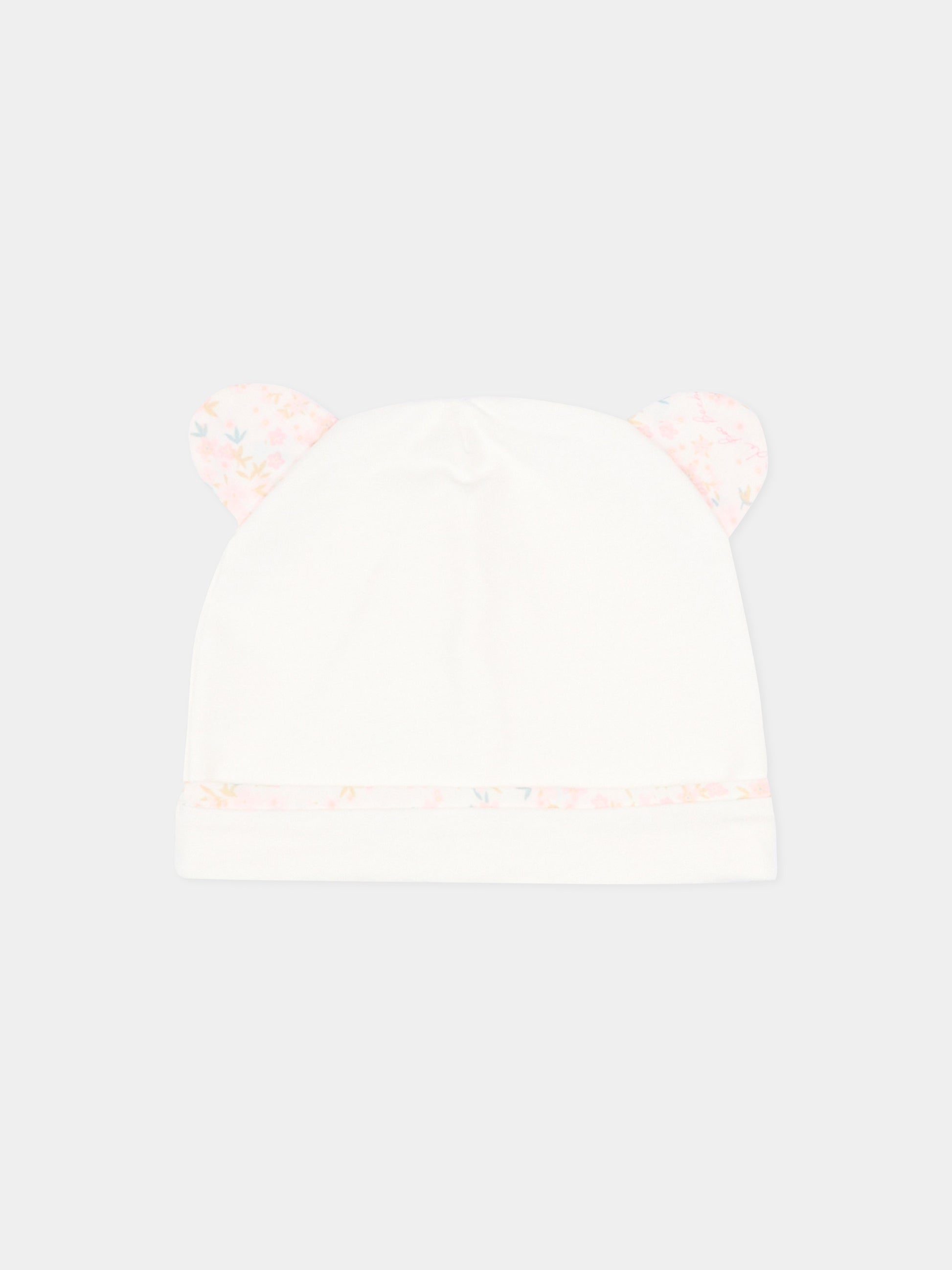 Cappellino avorio per neonata con orecchie in liberty,Le Boo Beebè,CCB021 T351 30