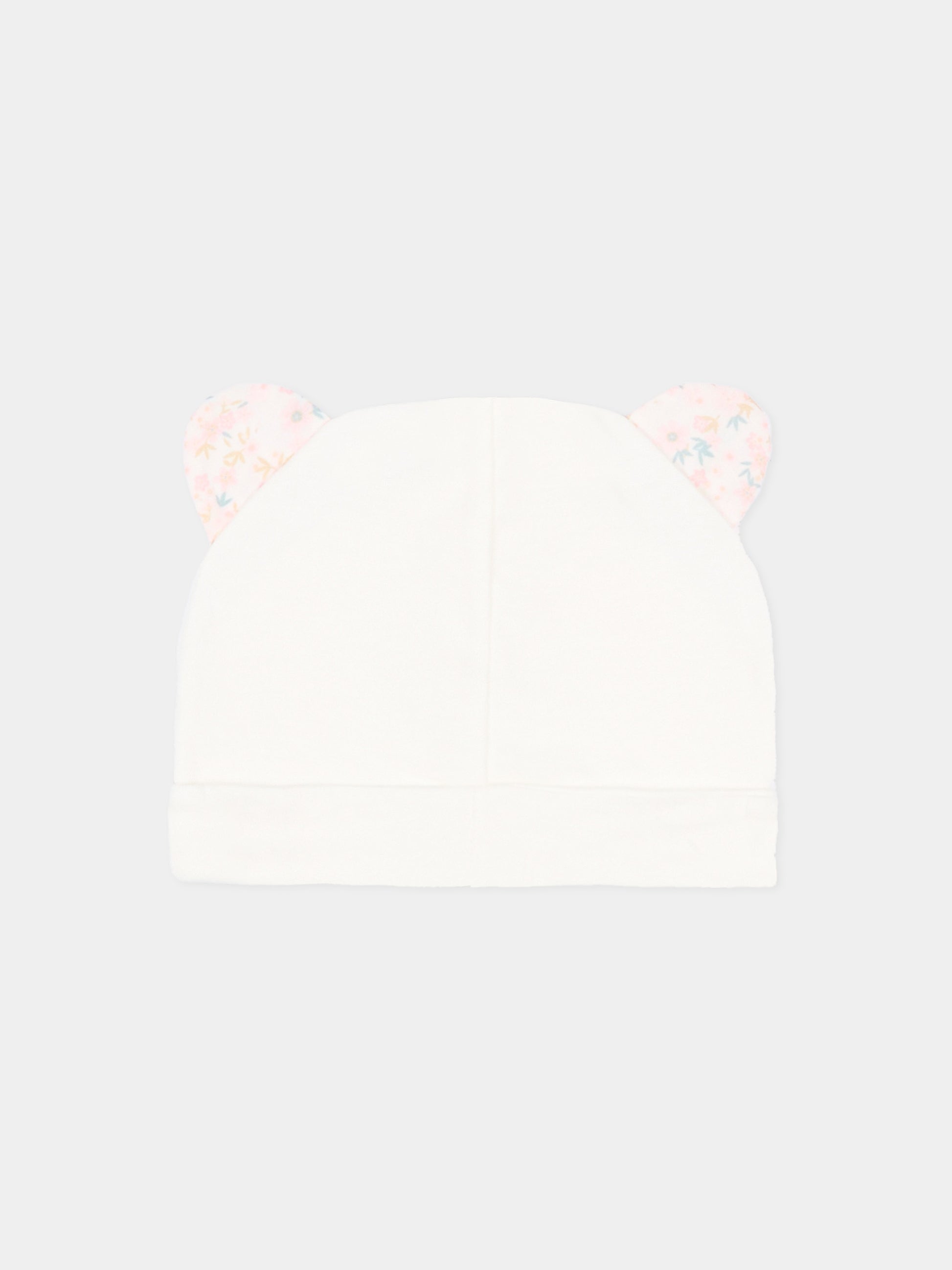 Cappellino avorio per neonata con orecchie in liberty,Le Boo Beebè,CCB021 T351 30