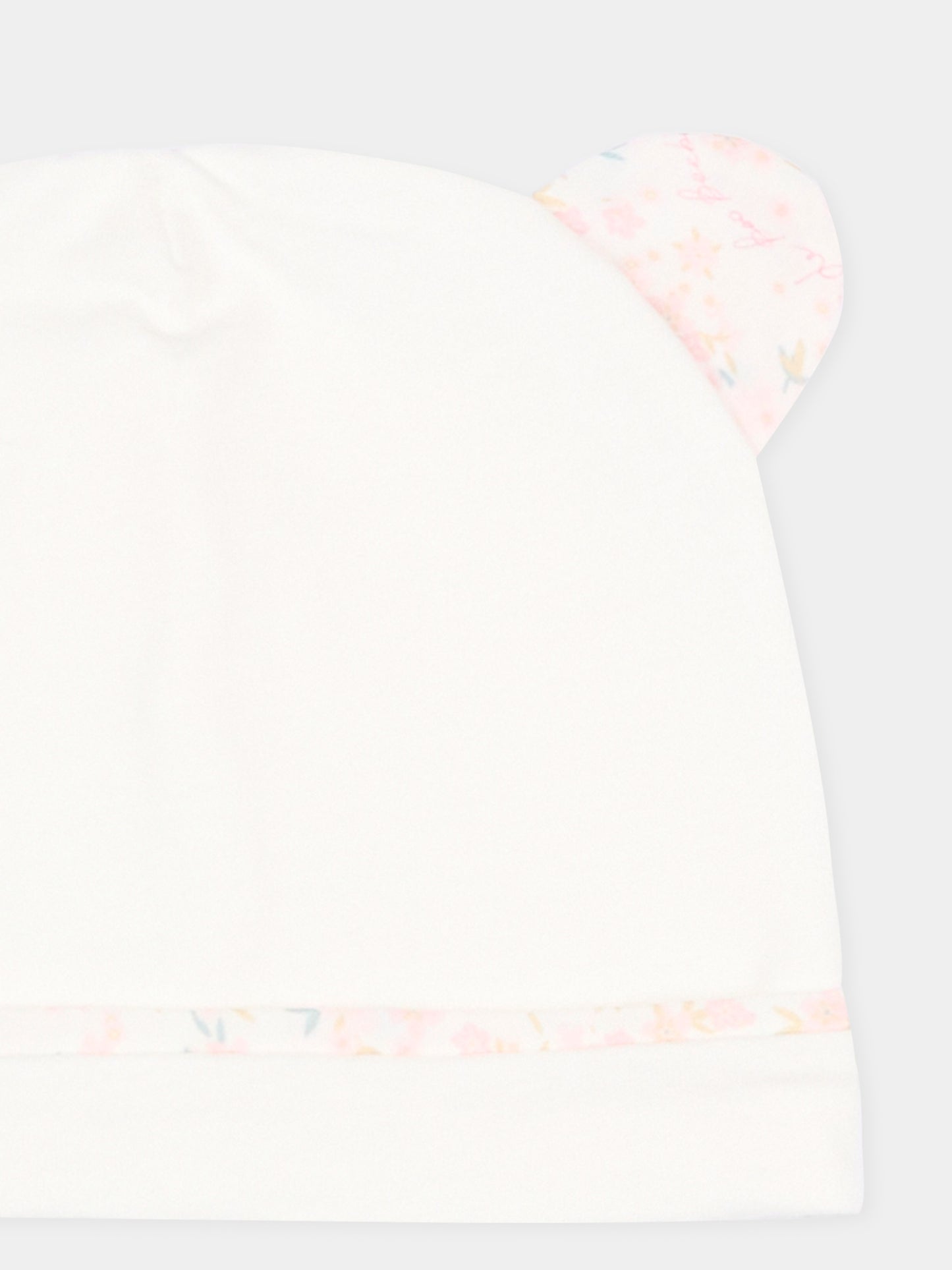 Cappellino avorio per neonata con orecchie in liberty,Le Boo Beebè,CCB021 T351 30