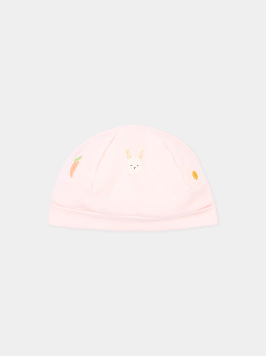 Cappellino rosa per neonata con ricami,Le Boo Beebè,CCB022 T351 30