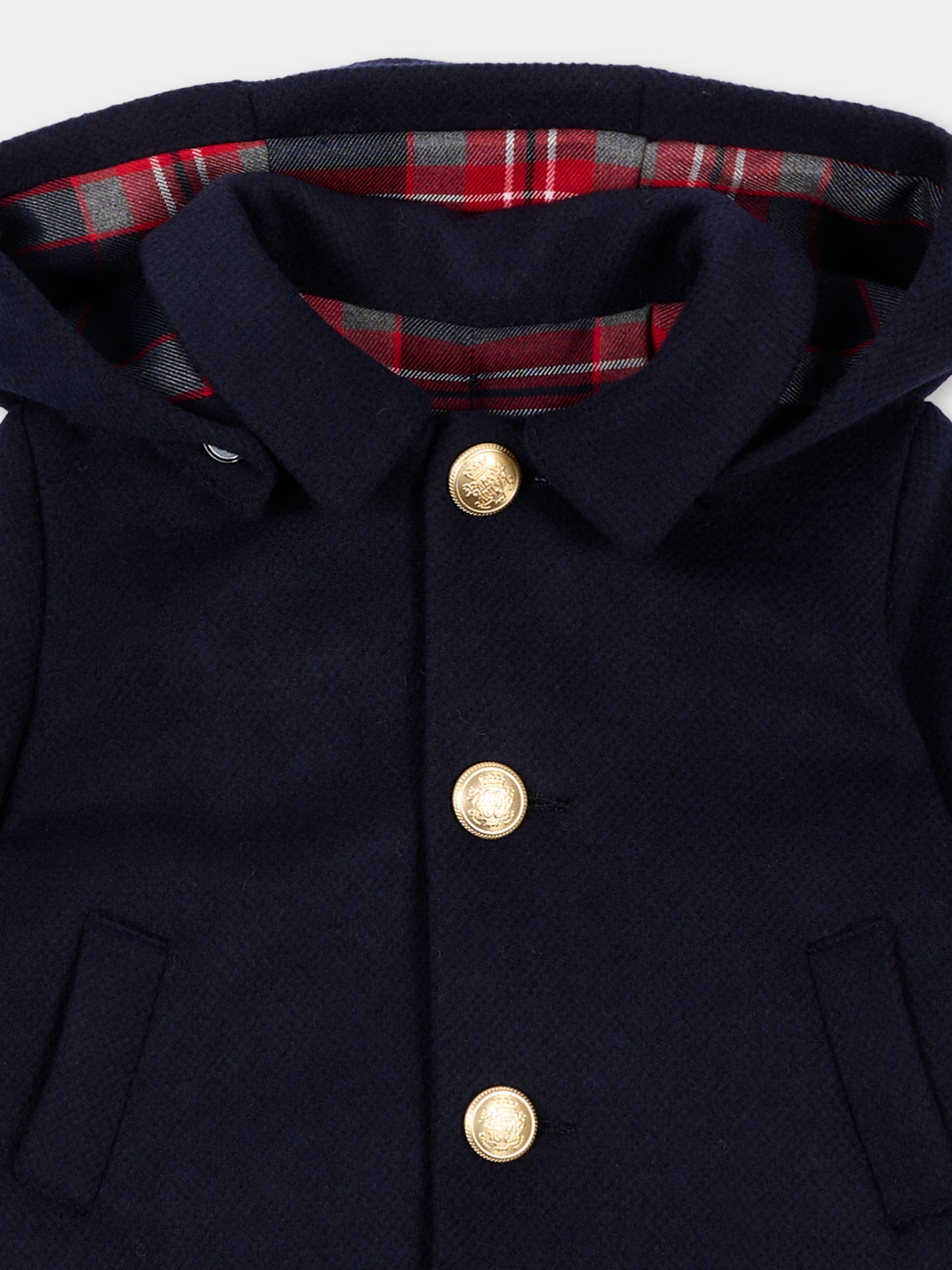 Cappotto blu per neonato con cappuccio,Colorichiari,MN118827 3030 60